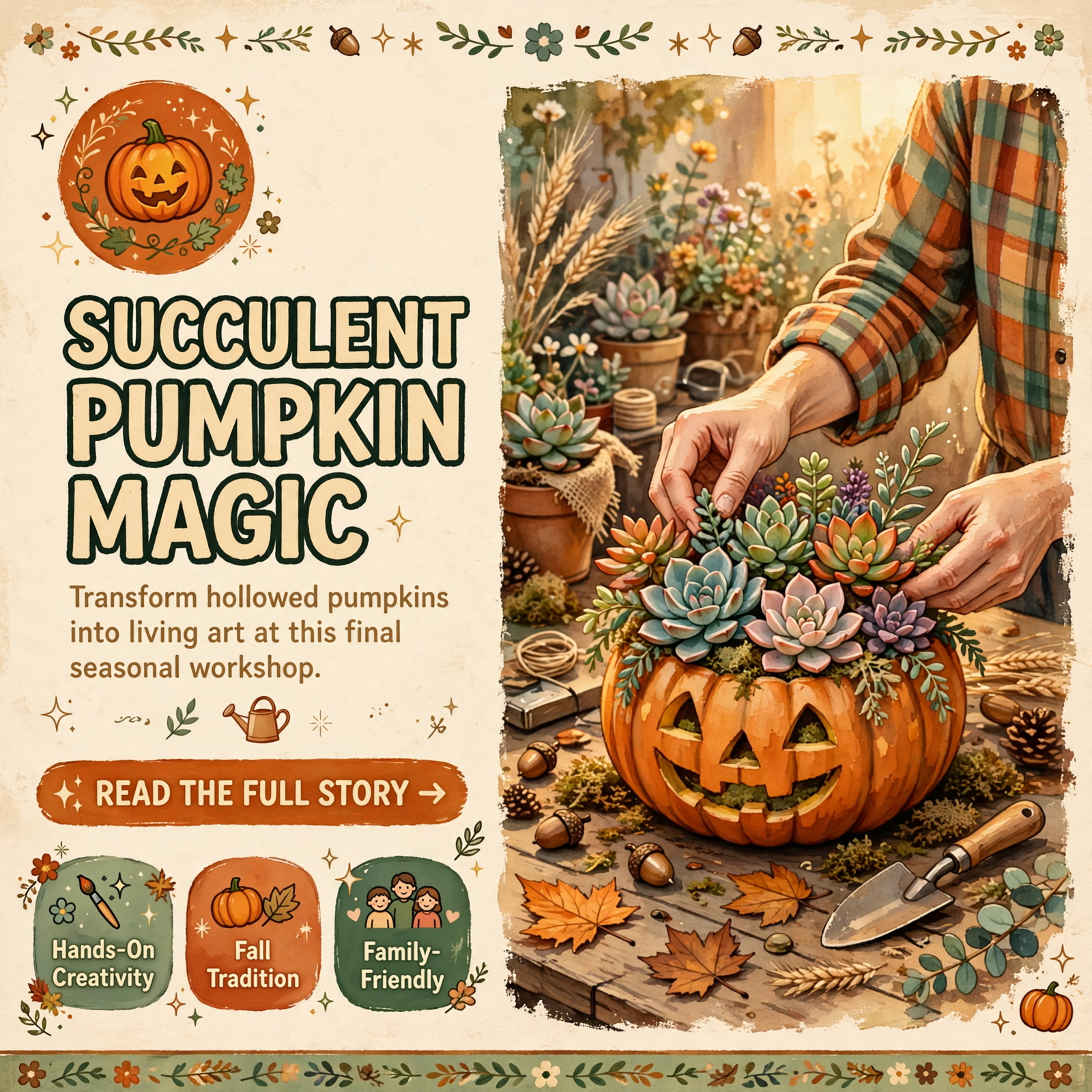 Featured image for "🎃 Succulent Pumpkin Workshop Returns to Signal Mountain Nursery This Saturday"