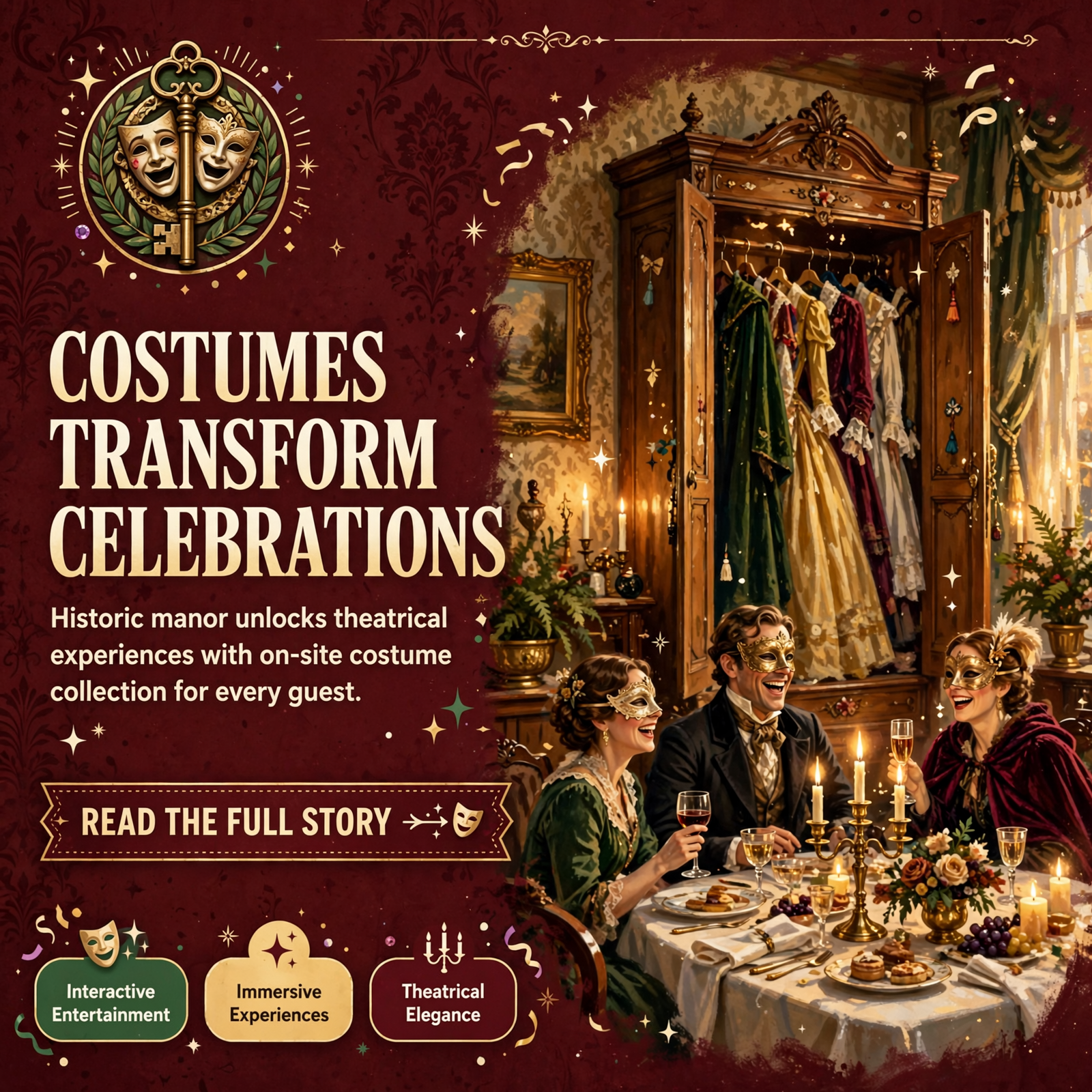 Featured image for "🎭 Whistlestop Manor Offers Full Costume Room for Events and Murder Mystery Dinners in Sweetwater"