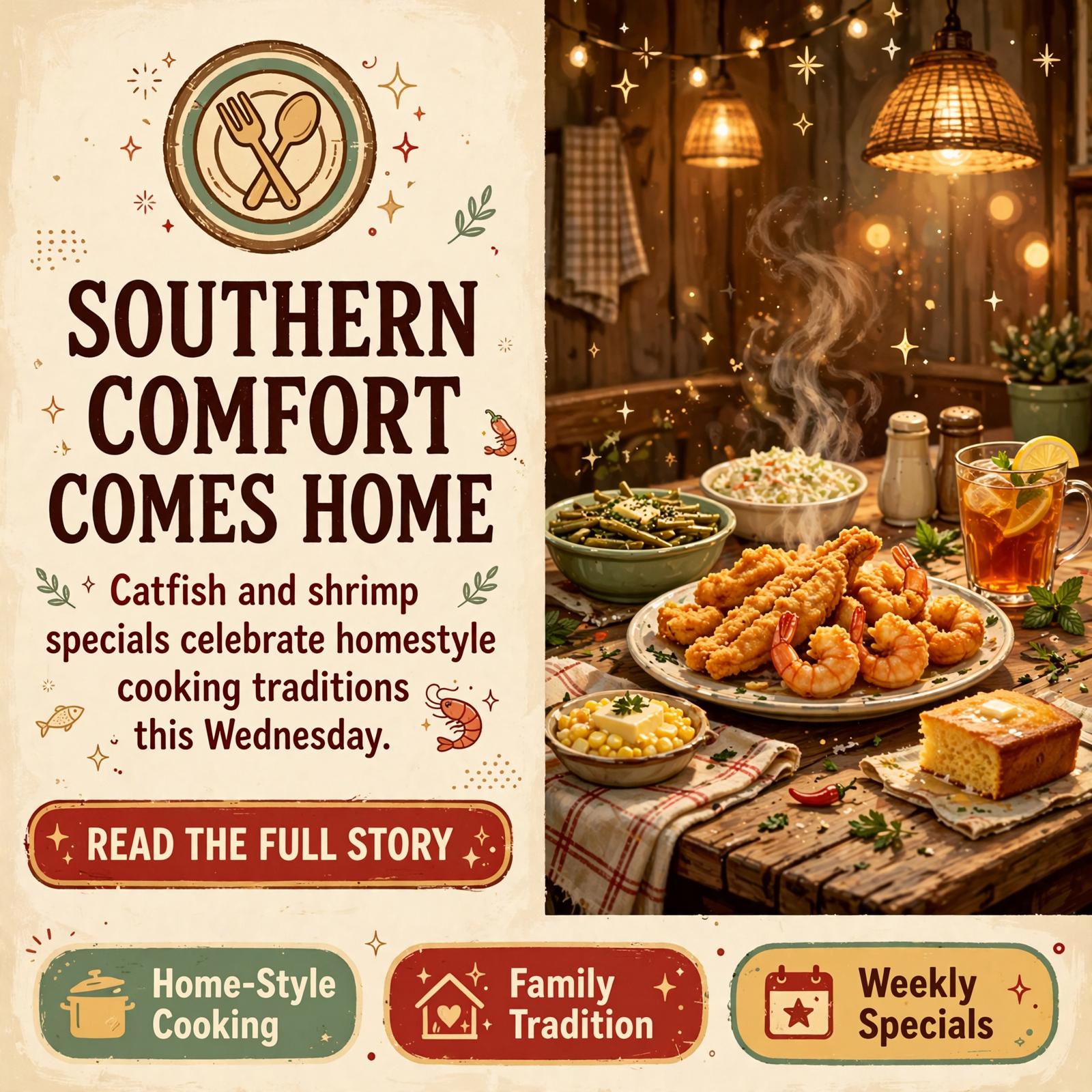 Featured image for "🍽️ Catfish & Shrimp Day Specials at The Chef's Restaurant in Whitwell"