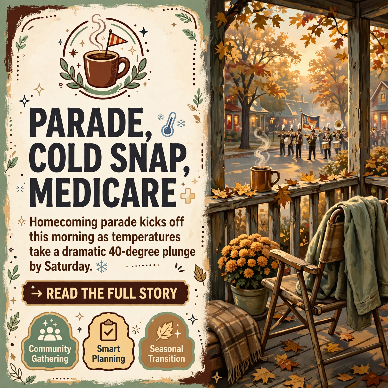 Featured image for "☕ Front Porch Morning: Homecoming Parade This Morning, a Gusty Cool-Down, and Medicare Day Two"