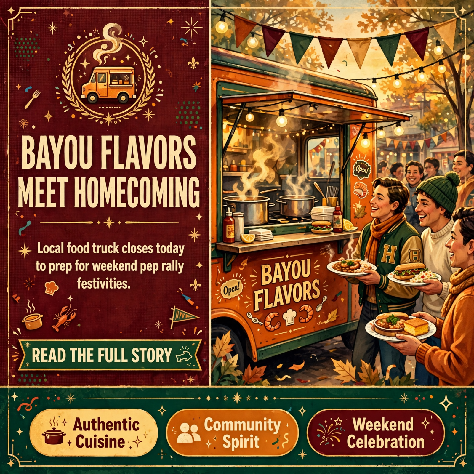 Featured image for "🍽️ Down N The Bayou Food Truck Closes Today for Pep Rally Prep in Nashville"