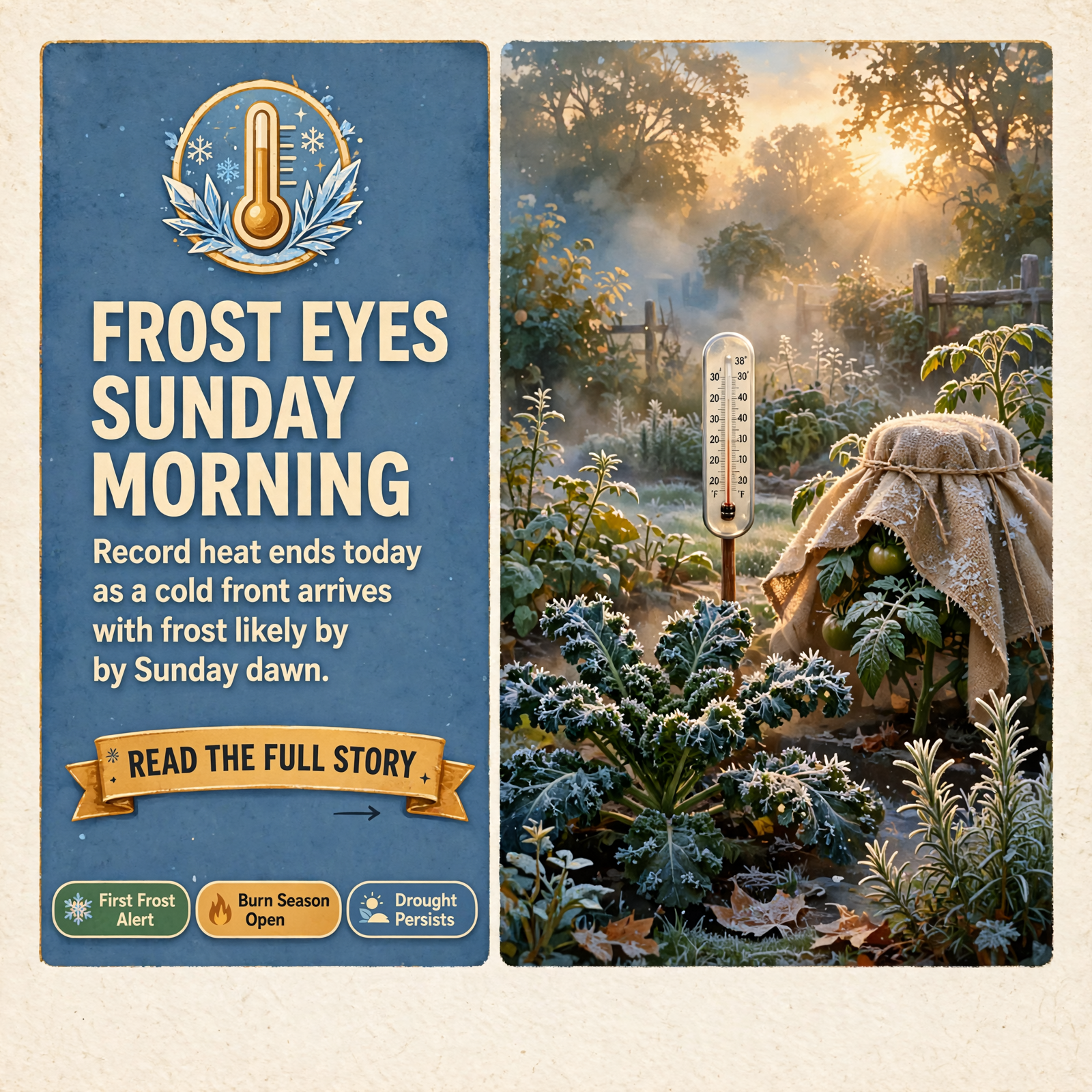 π¬οΈ The Front Blows In Today, Frost Eyes Sunday Morning, and the Ground Is Still Thirsty β Your Valley Weather, Gardenβ¦ Featured image for "π¬οΈ The Front Blows In Today, Frost Eyes Sunday Morning, and the Ground Is Still Thirsty β Your Valley Weather, Garden & Farm Friday"