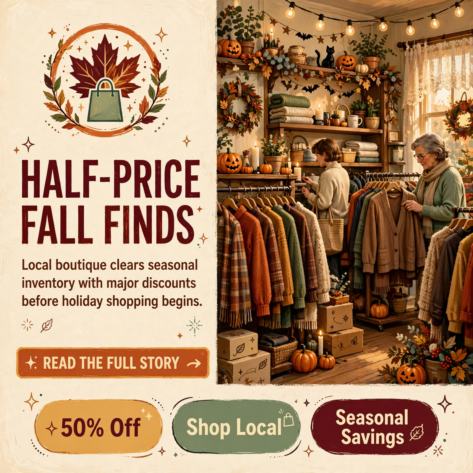 Featured image for "🎃 Daisy Lane Boutique Clears Fall Inventory with 50% Off Sale in Cookeville"
