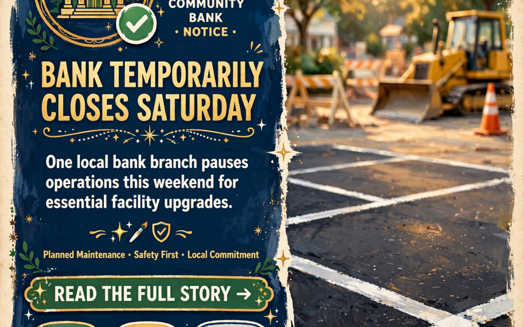 Citizens Tri-County Bank McMinnville Plaza Office Closes Saturday for Parking Lot Paving 🏗️