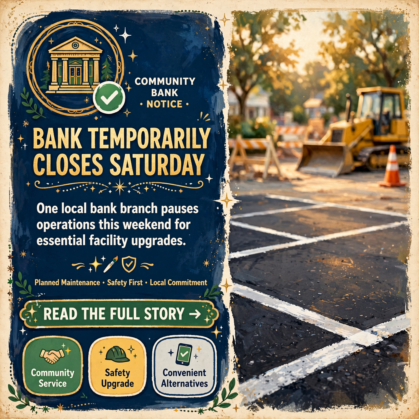 Featured image for "Citizens Tri-County Bank McMinnville Plaza Office Closes Saturday for Parking Lot Paving 🏗️"