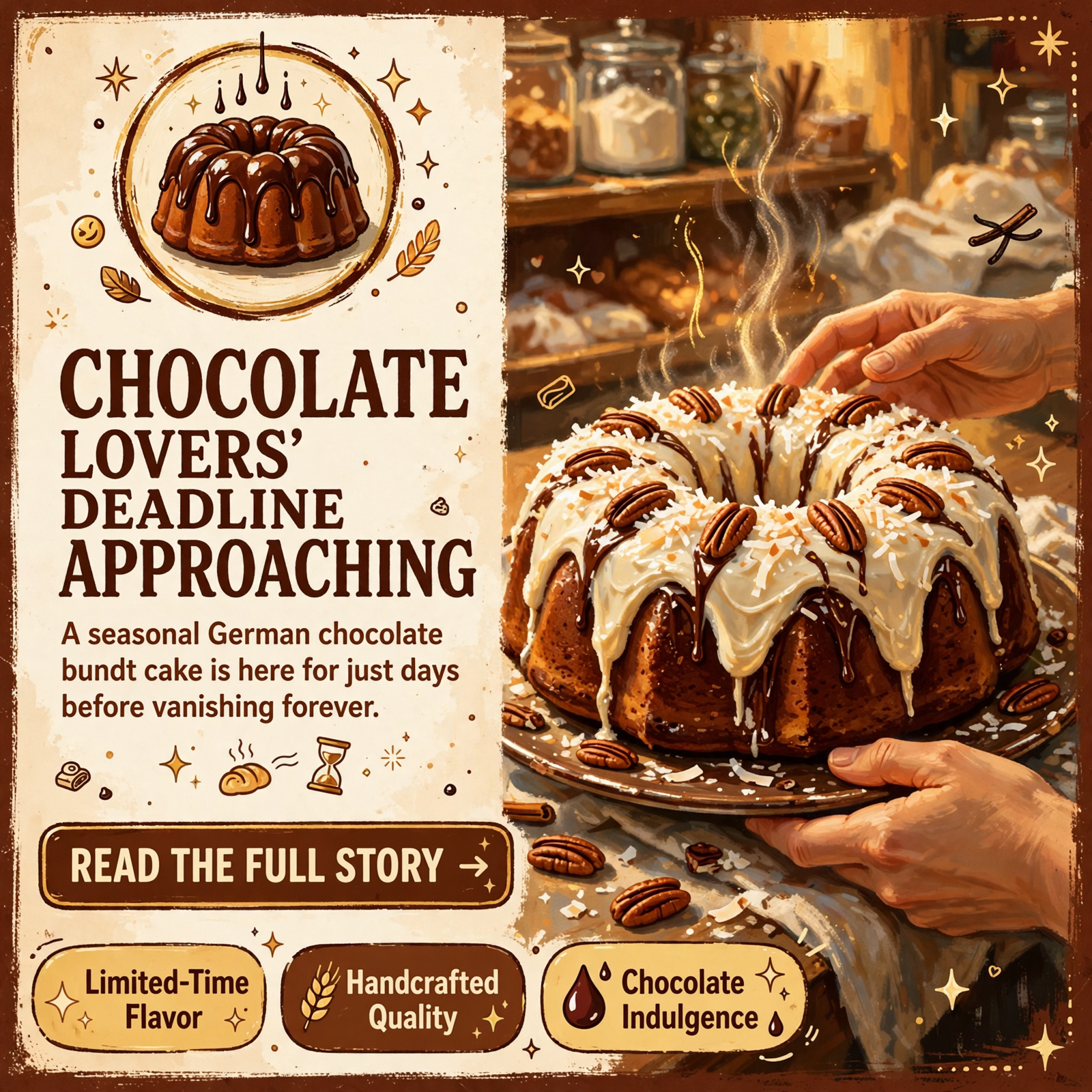 German Chocolate Bundt Cakes Come to Hixson – But Only Until October 18 π« β Featured Image Featured image for "German Chocolate Bundt Cakes Come to Hixson - But Only Until October 18 π«"