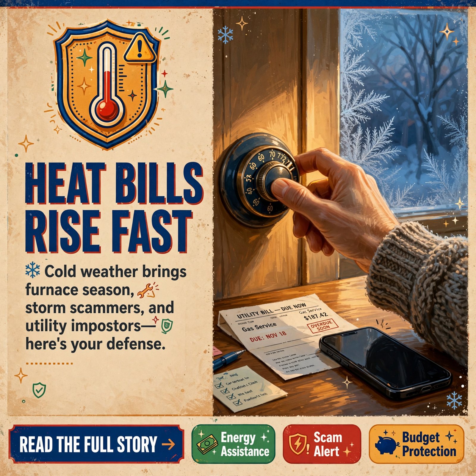 Featured image for "💵 Heat Bills Rise With the Cold Front, Wind Brings Door-Knockers, and Your Pump & Rate Check — A Week-Ahead Money Guard"