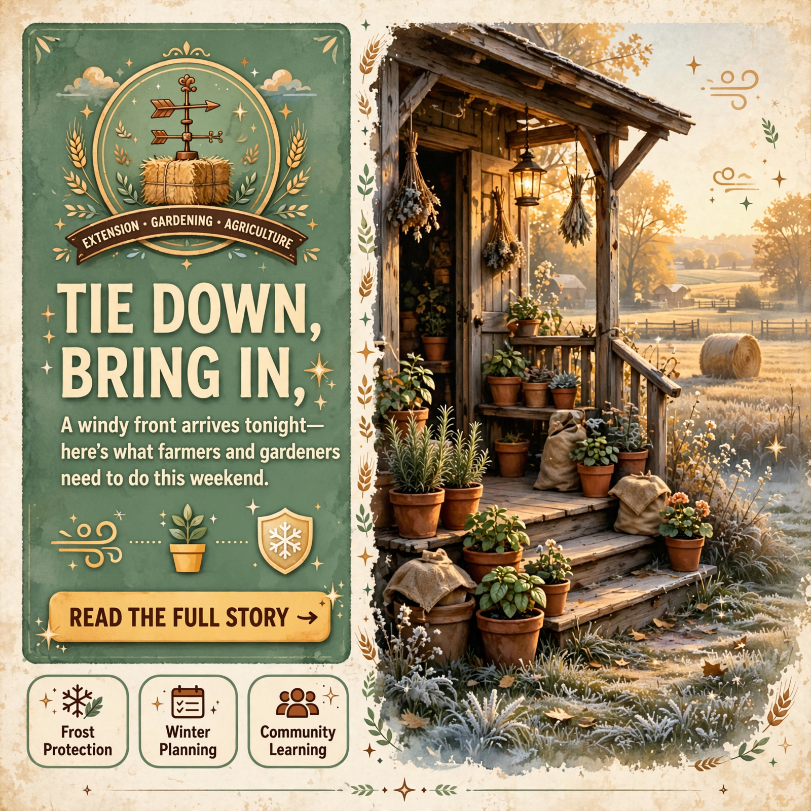 Featured image for "🌾 A Windy Front, Two Chilly Nights and a Dry Week Behind Them: Porch Plants In, Hay Math Done, and a Canning Class to Circle — Your Farm &…