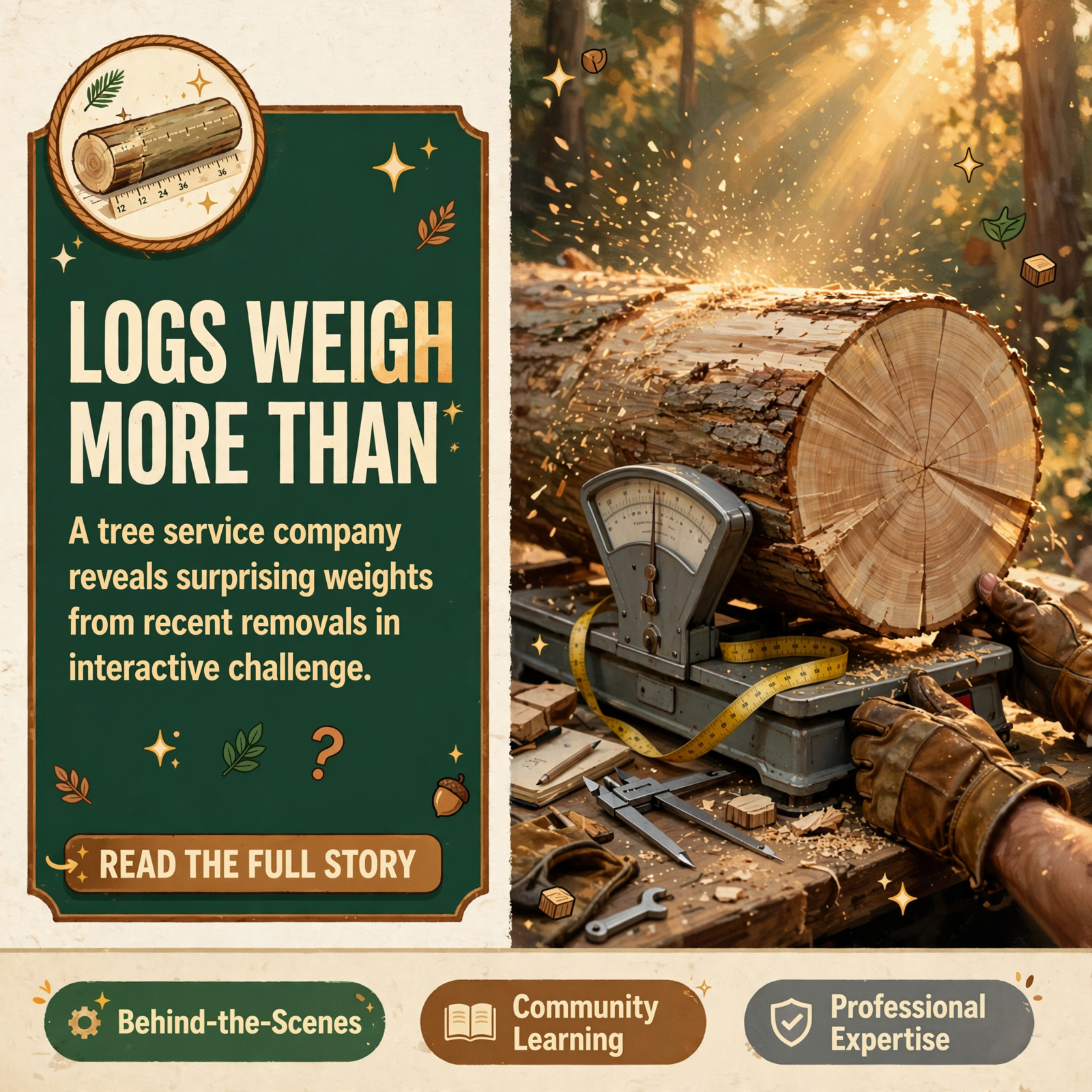 Featured image for "🪵 Rader's Tree Works Reveals Log Weights in Tree Trivia Challenge"