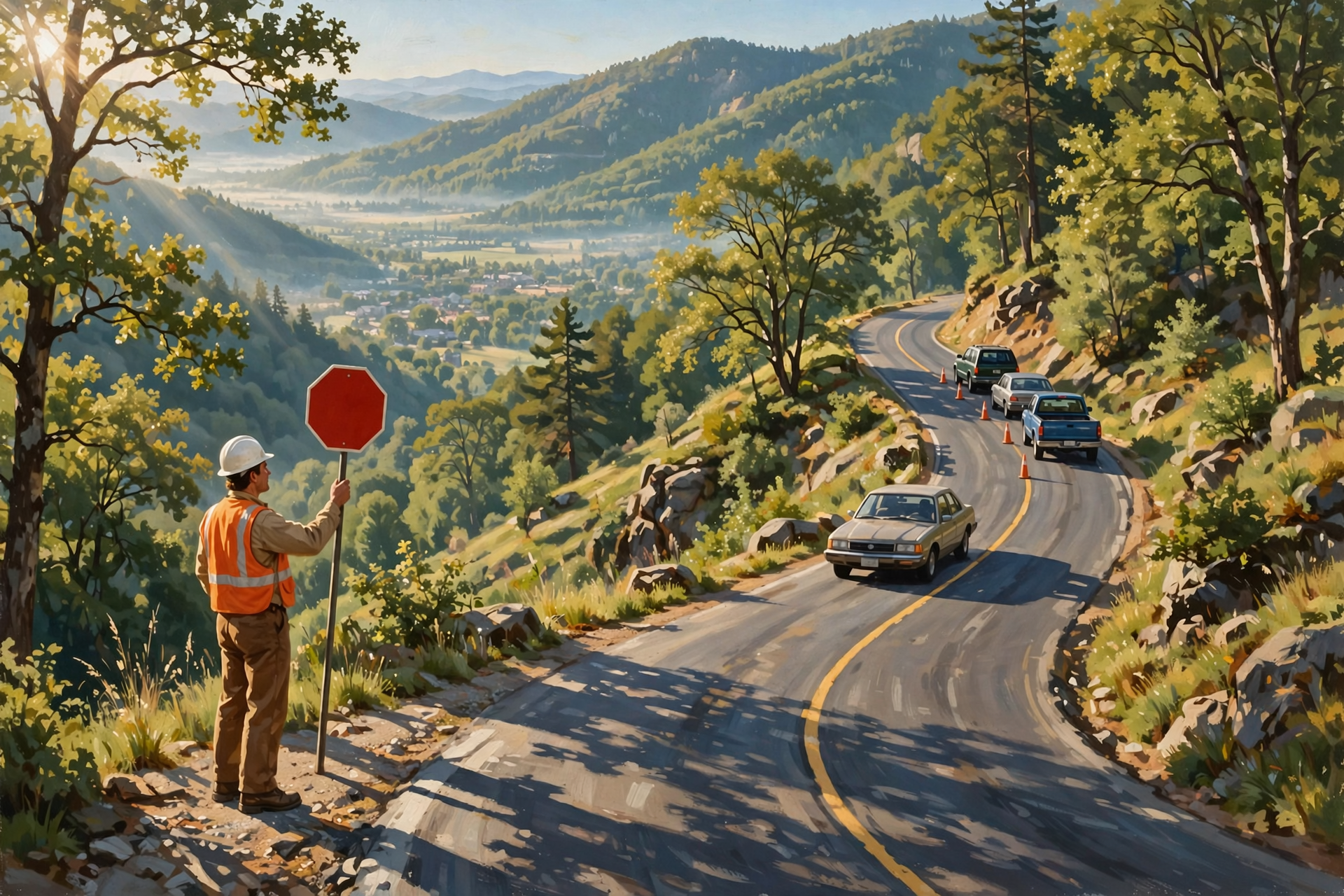 Illustration for β°οΈ Monday: Daytime Flaggers on Signal Mountain Road and Suck Creek Road