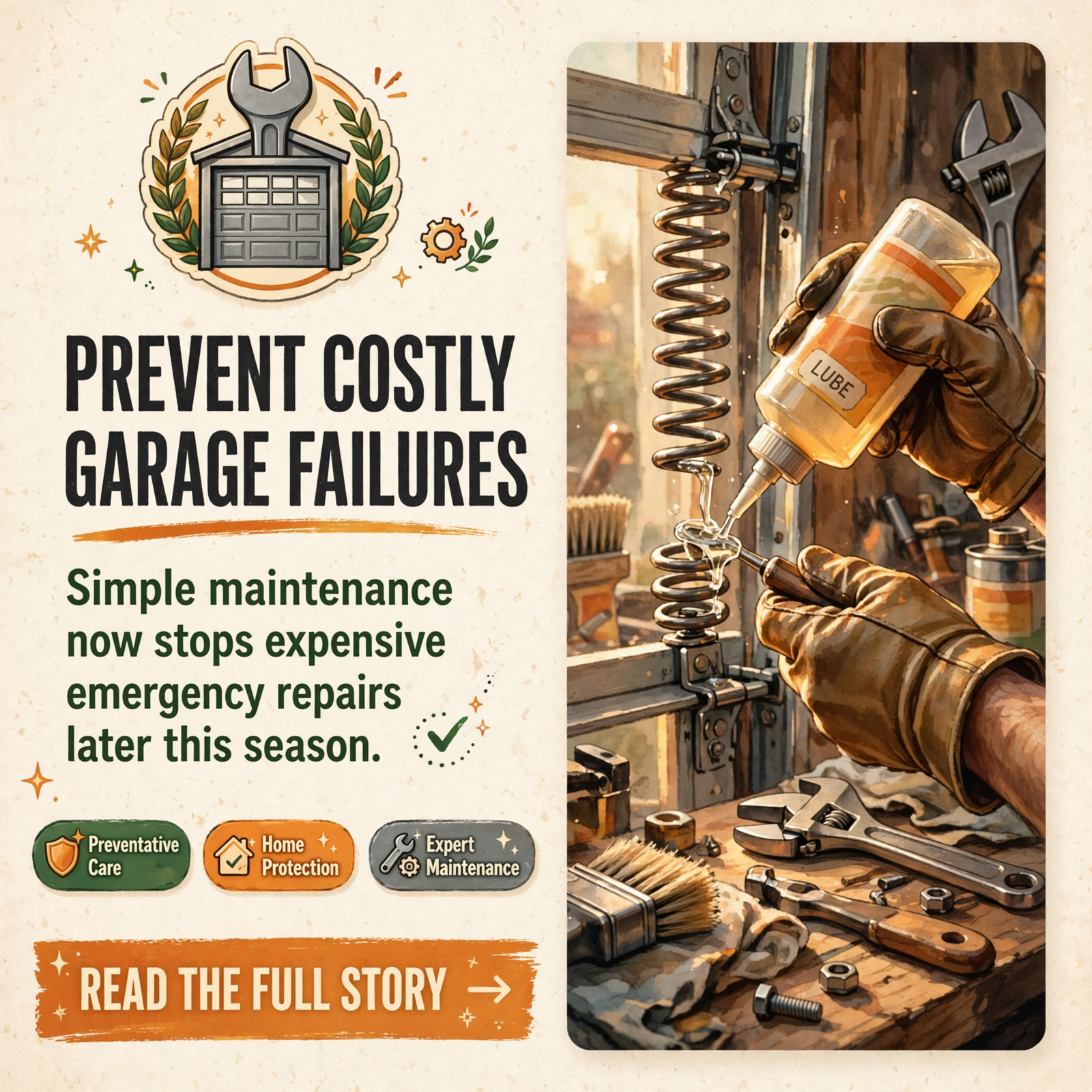 Featured image for "🚪 Keep Your Garage Door Running Smoothly With Preventative Maintenance"