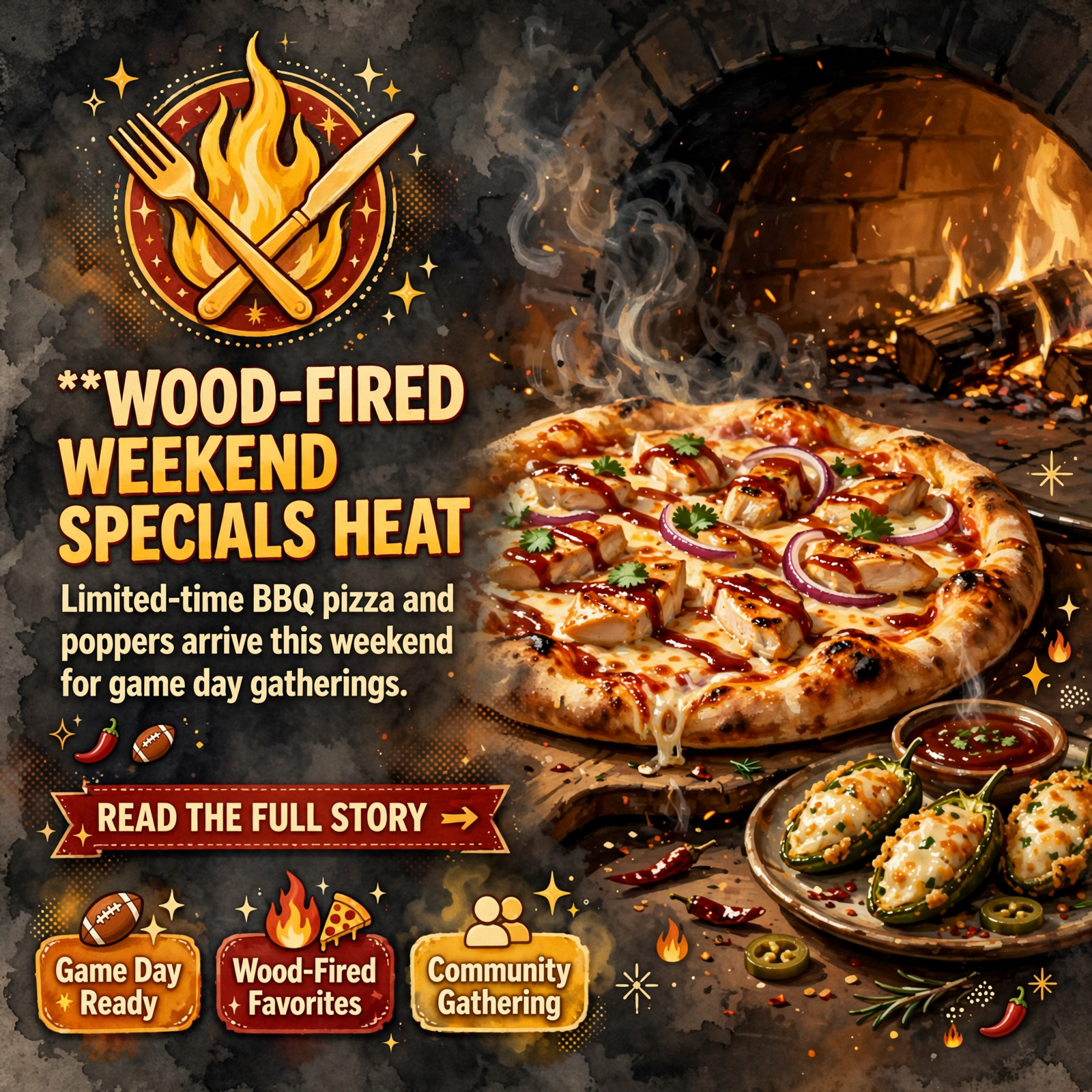 Featured image for "🍗 Banjo's BBQ Fires Up Weekend Specials with Wood-Fired Chicken Pizza & Jalapeño Poppers"