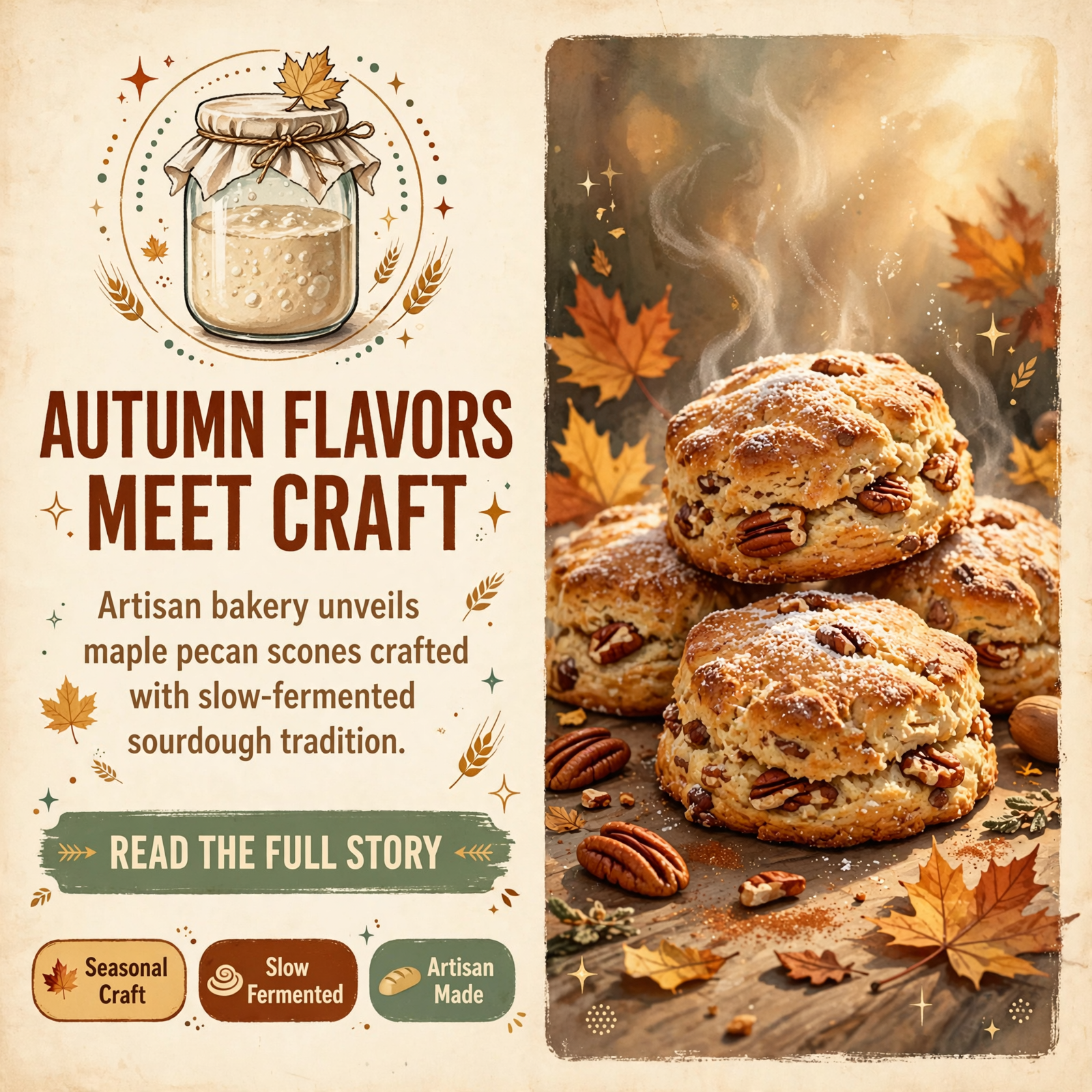 Featured image for "🥐 Rustic Rise Sourdough Introduces Fall Maple Pecan Scones"