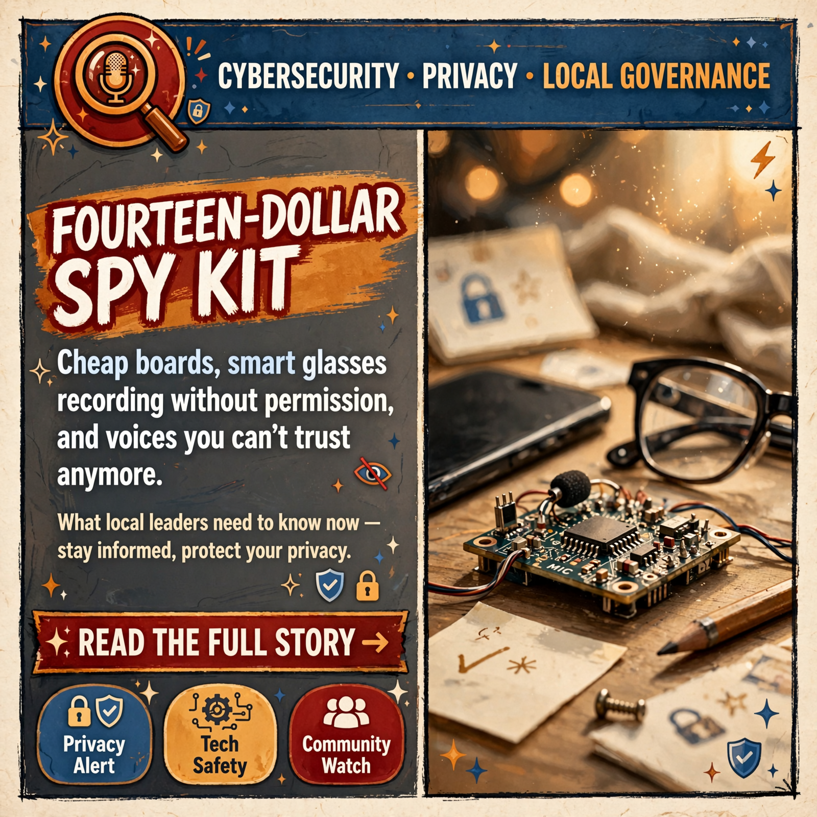 🕵️ A $14 Bug, Glasses That Listened on Their Own, and Voices You Can’t Trust — Featured Image Featured image for "🕵️ A $14 Bug, Glasses That Listened on Their Own, and Voices You Can't Trust"
