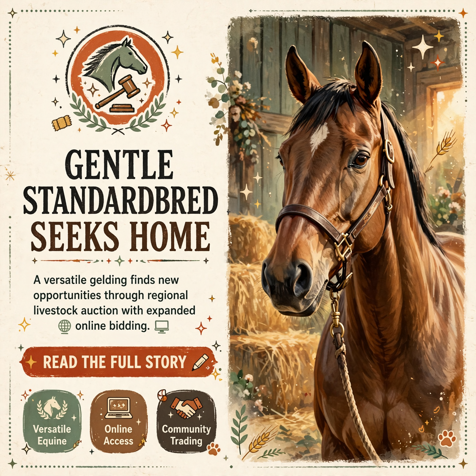 Featured image for "🐴 Gentle Standardbred Gelding Heads to Auction at American Made Livestock Market"