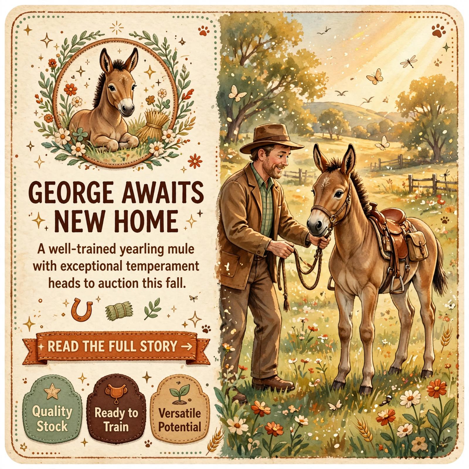 π΄ Yearling Mule Colt George Heads to Auction at American Made Livestock Market in Dunlap β Featured Image Featured image for "π΄ Yearling Mule Colt George Heads to Auction at American Made Livestock Market in Dunlap"