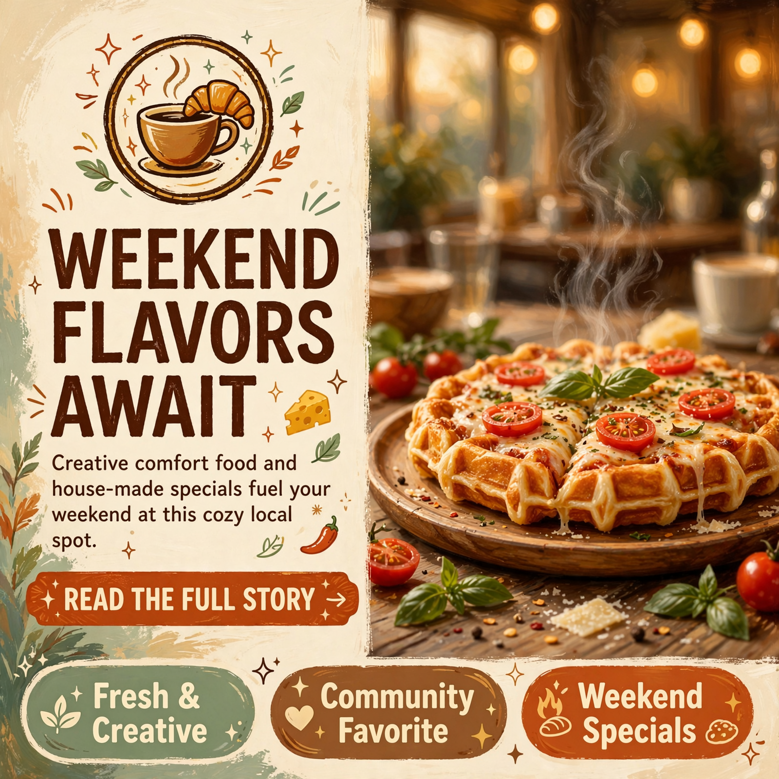 Featured image for "☕ Weekend Menu at Mercantile Coffee Co in Whitwell Features Pizza Croffles and Fresh Sandwiches"
