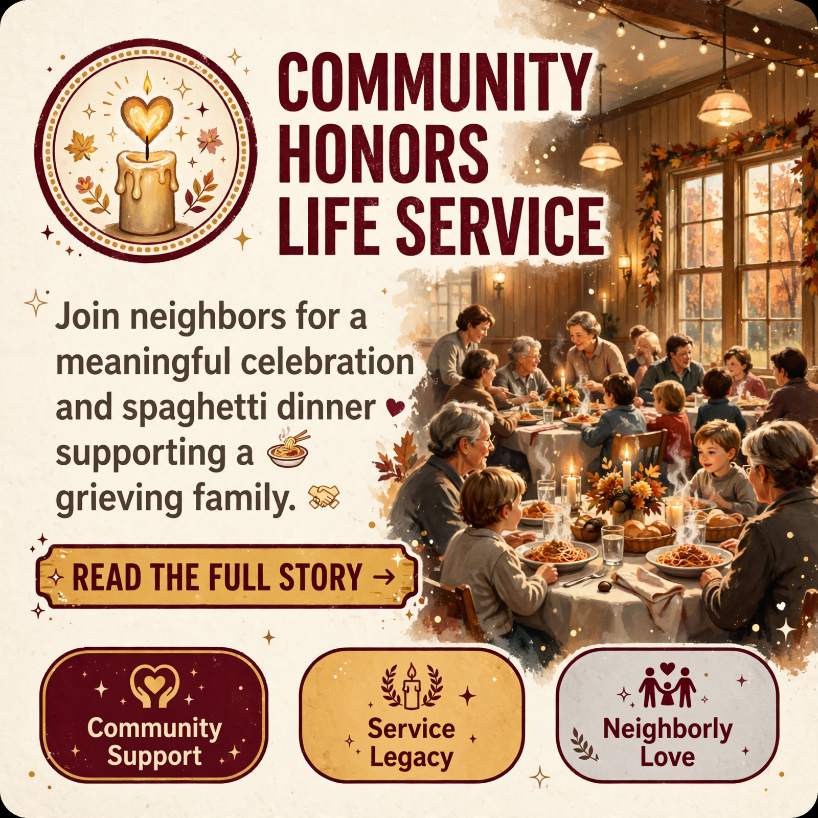 Featured image for "Celebration of Life for Robert Rude in Cagle, October 18th - Spaghetti Dinner Fundraiser ❤️"