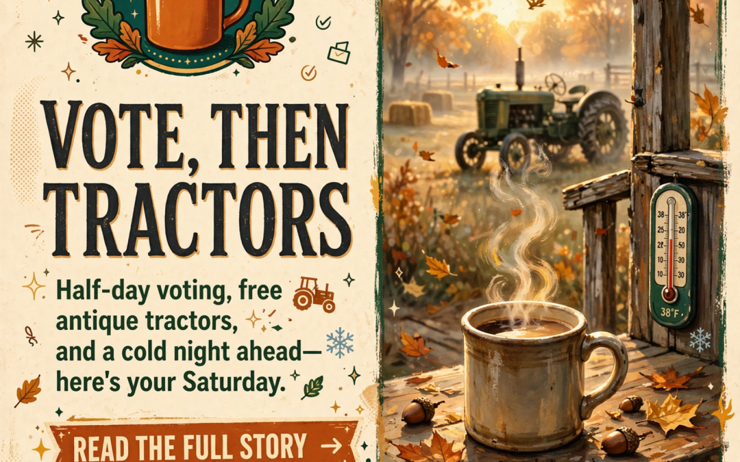 ☕ Front Porch Morning: Tractor Saturday, a Half-Day to Vote, and a Coat-Weather Night Near 38
