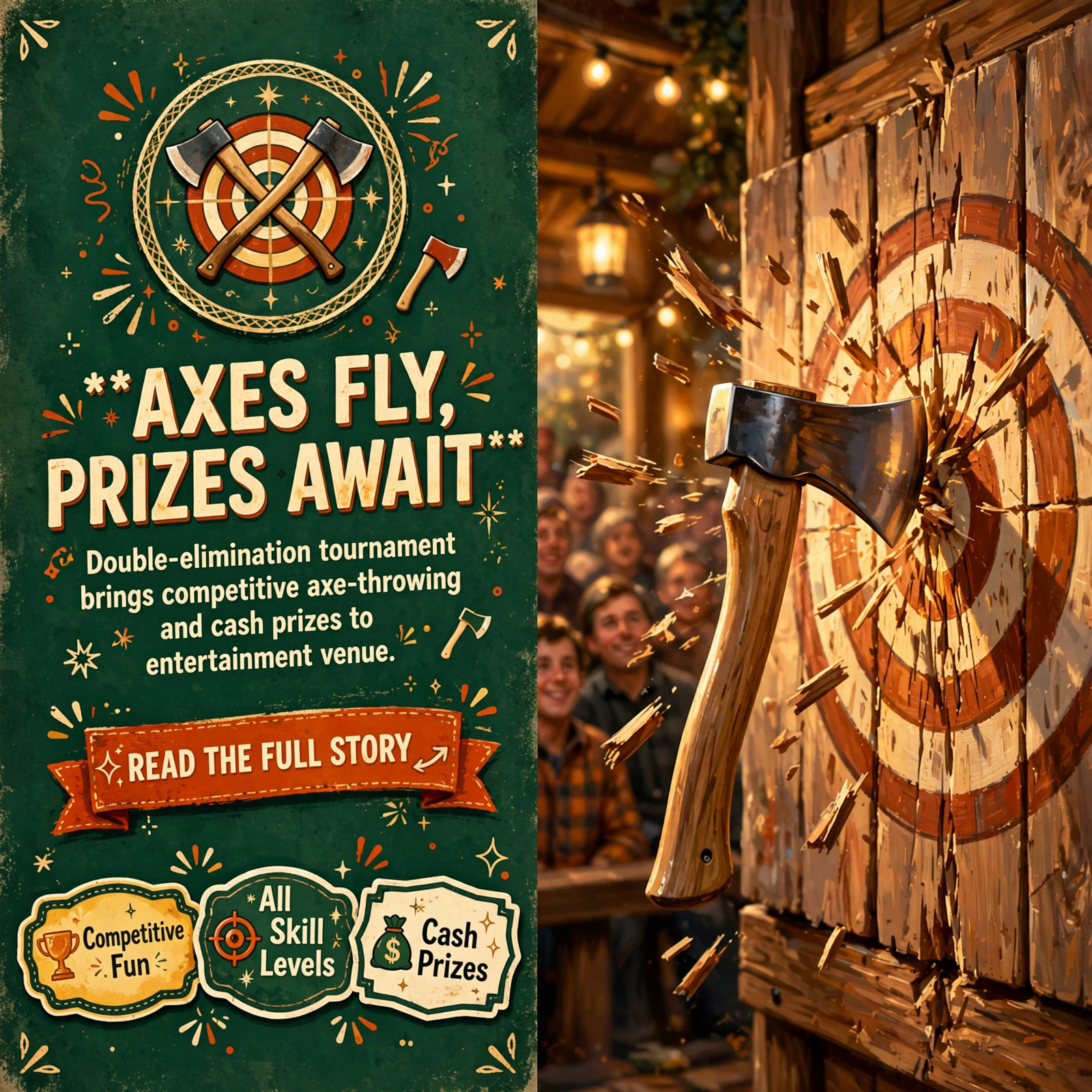 Featured image for "🪓 Small Town Hatchet Hosting Double-Elimination Axe-Throwing Competition in Dunlap"
