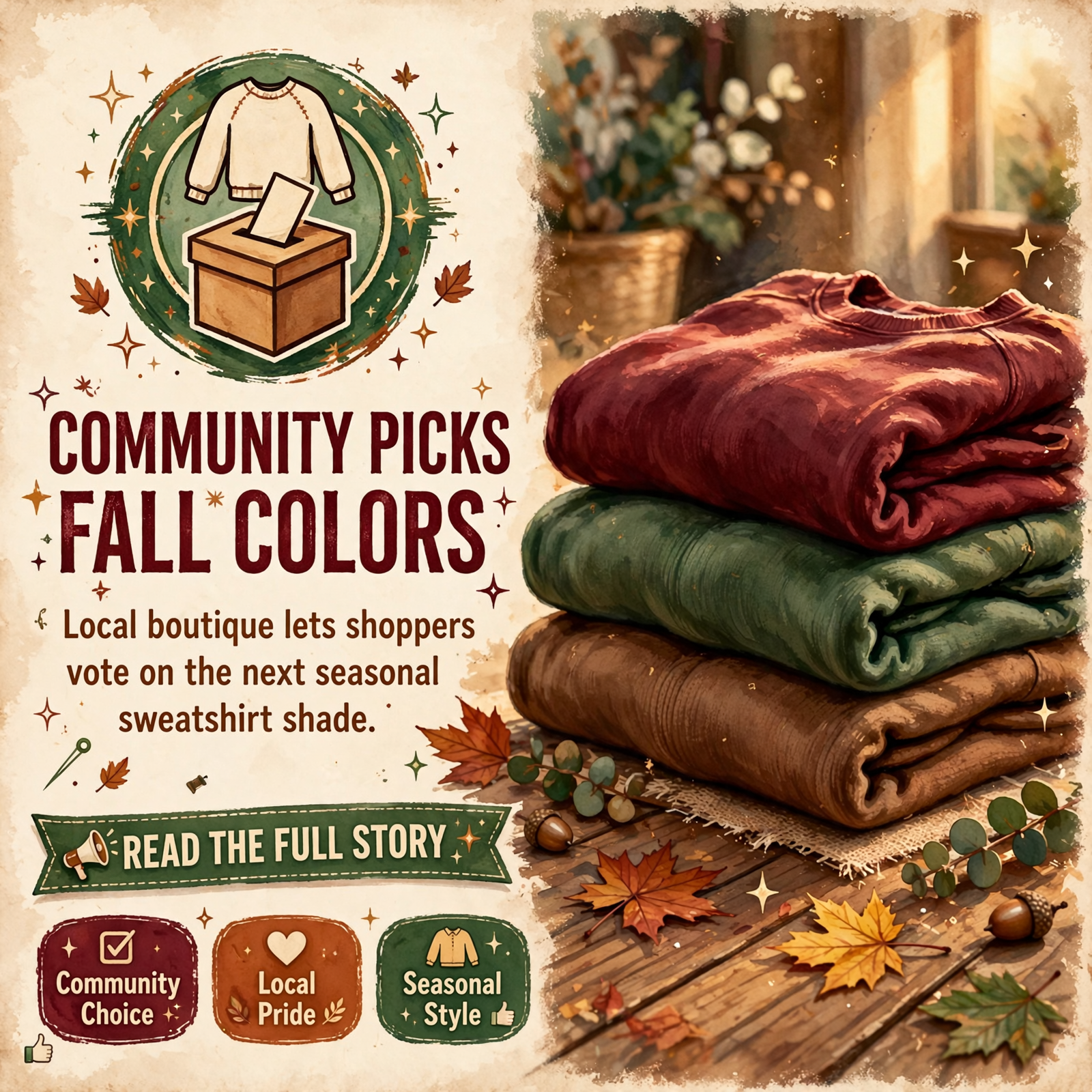 Featured image for "🎨 Red Bird Mercantile Asks Pikeville Shoppers to Vote on Fall Sweatshirt Colors"