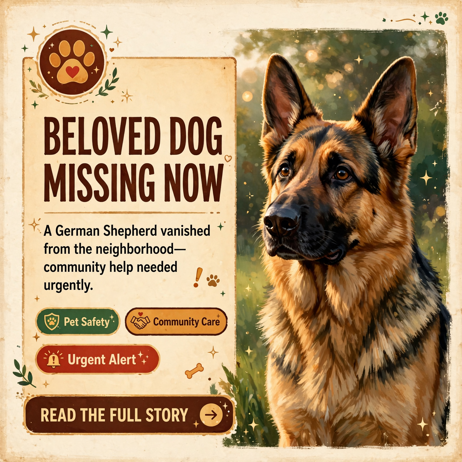 Featured image for "🐕 Missing German Shepherd in Lusk Community - Help Needed"