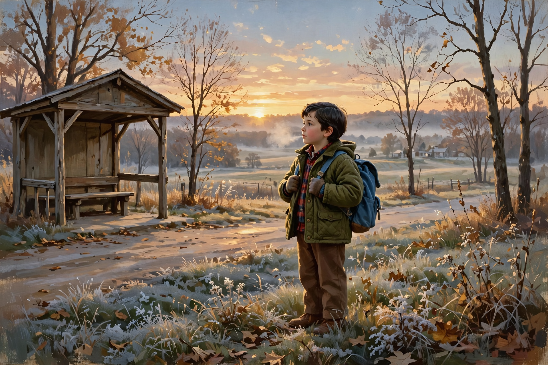 Illustration for 🧥 Sunny Days, Cold Nights β Coats for Monday's Bus Stop