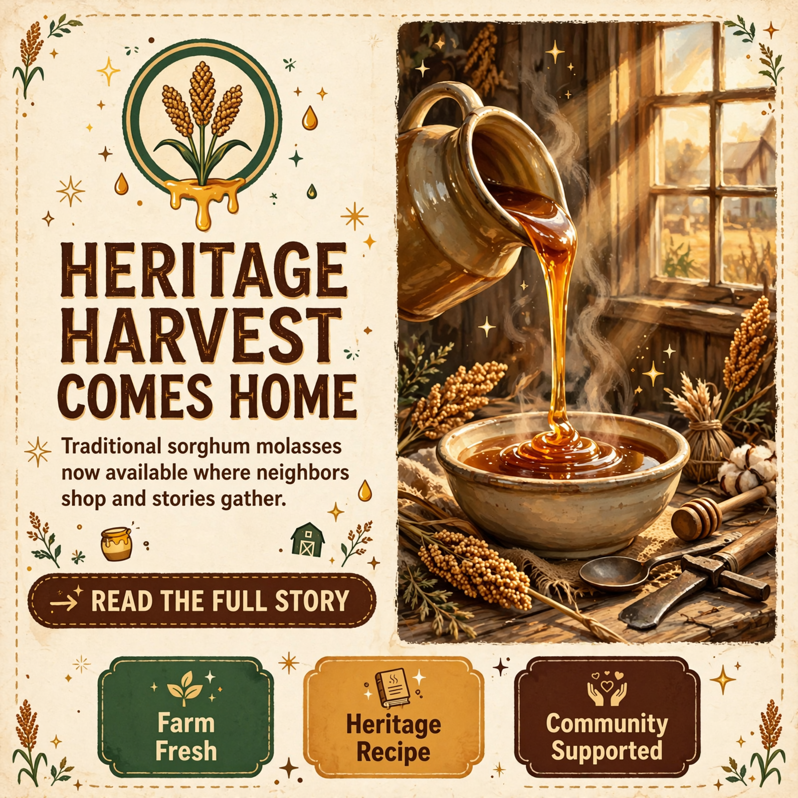 Featured image for "🍯 Mullins Family Farm Sorghum Molasses Now Available at Red Bird Mercantile in Pikeville"