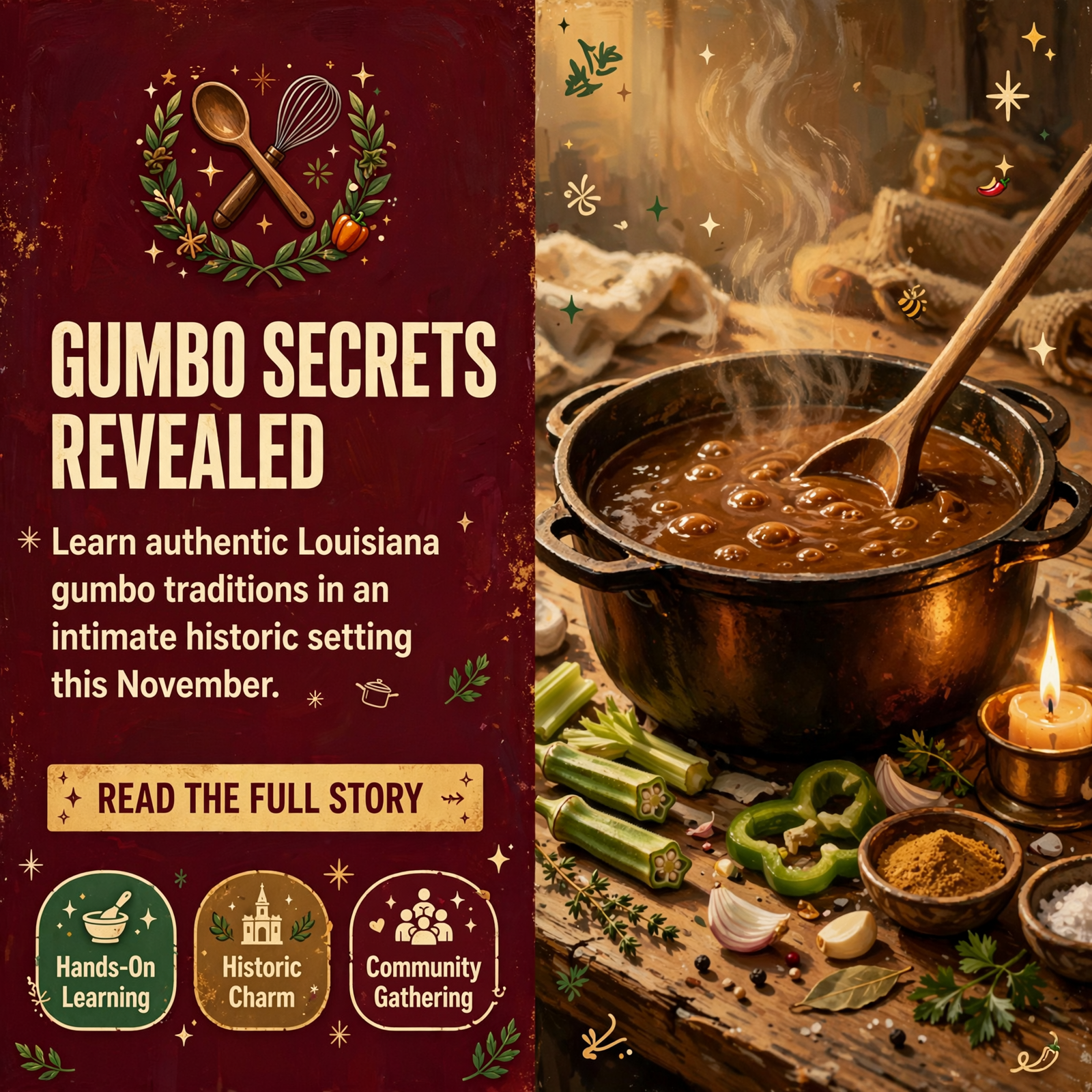 π€ Louisiana Gumbo Cooking Class Returns to Whistlestop Manor in Sweetwater β Featured Image Featured image for "π€ Louisiana Gumbo Cooking Class Returns to Whistlestop Manor in Sweetwater"