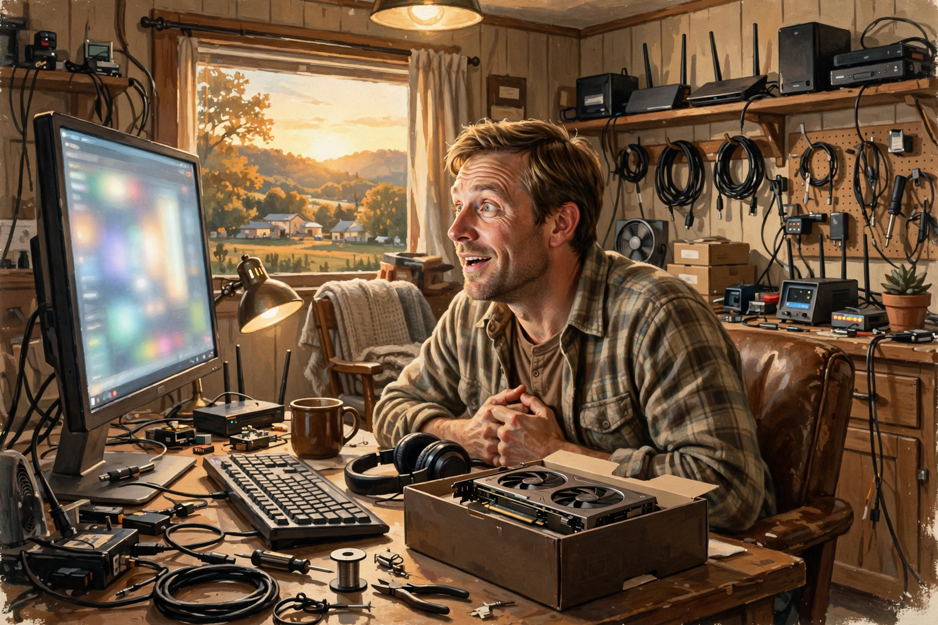 Illustration for Woman Gives Husband a $12,000 Graphics Card. Local AI Guy Wonders Why His Family Never Thinks of These Things.