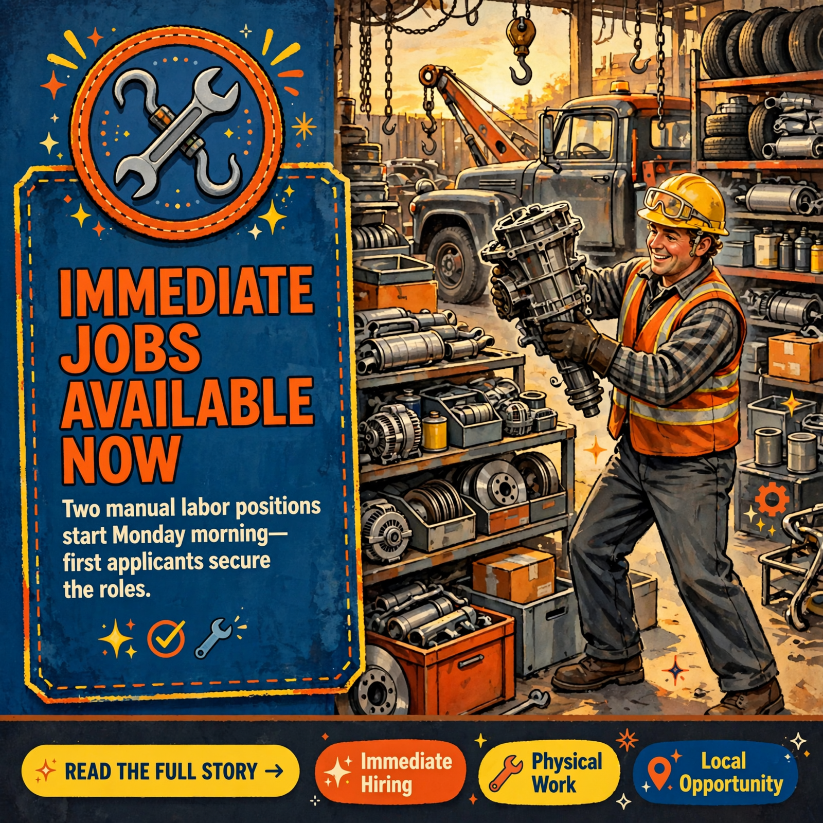 Featured image for "🔧 4-A Auto Parts & Towing Hiring Two Workers in Soddy-Daisy - Manual Labor Positions Start Monday"