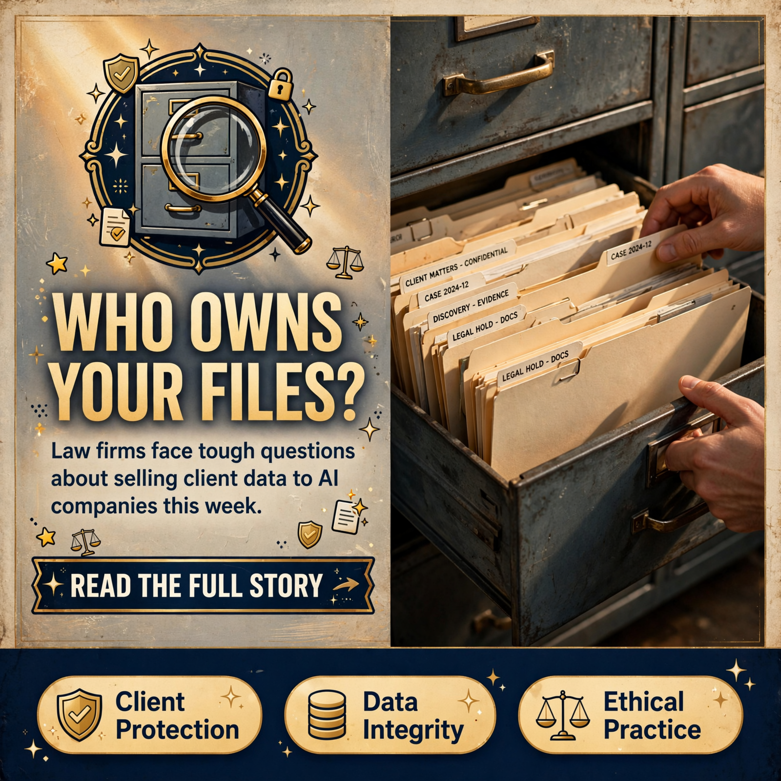 Featured image for "🗄️ Who Owns the Filing Cabinet? Law Firm Emails for Sale, a Big Firm's AI Spin-Off Talk, and a Citation Checker With No AI Inside"
