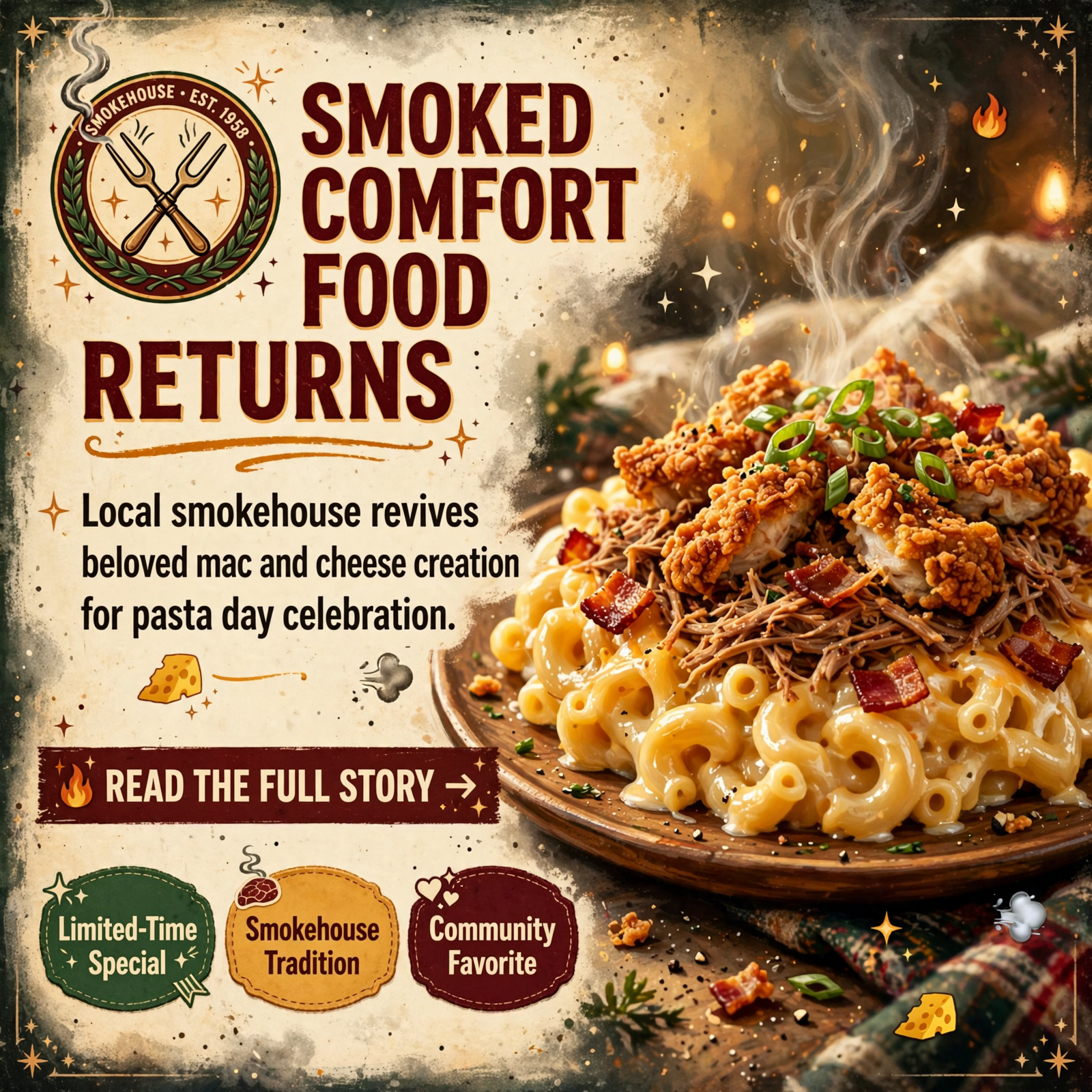 Featured image for "🍖 Blue Hole BBQ Brings Back Diamond Splitter Mac N Cheese for International Pasta Day in Ocoee"