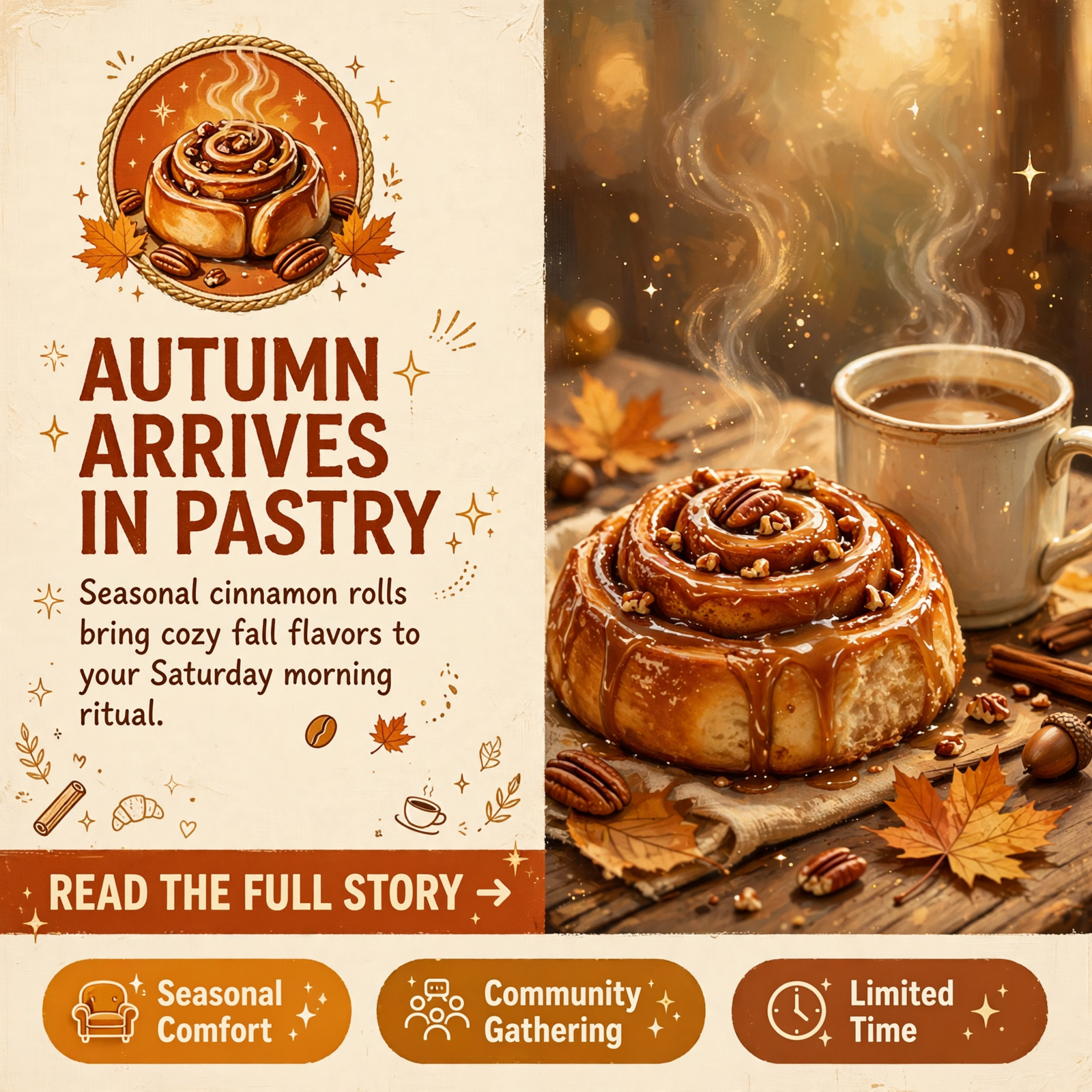 Featured image for "🍂 Butter Pecan Cinnamon Rolls & Fall Flavors at The Game Shack Cafe"