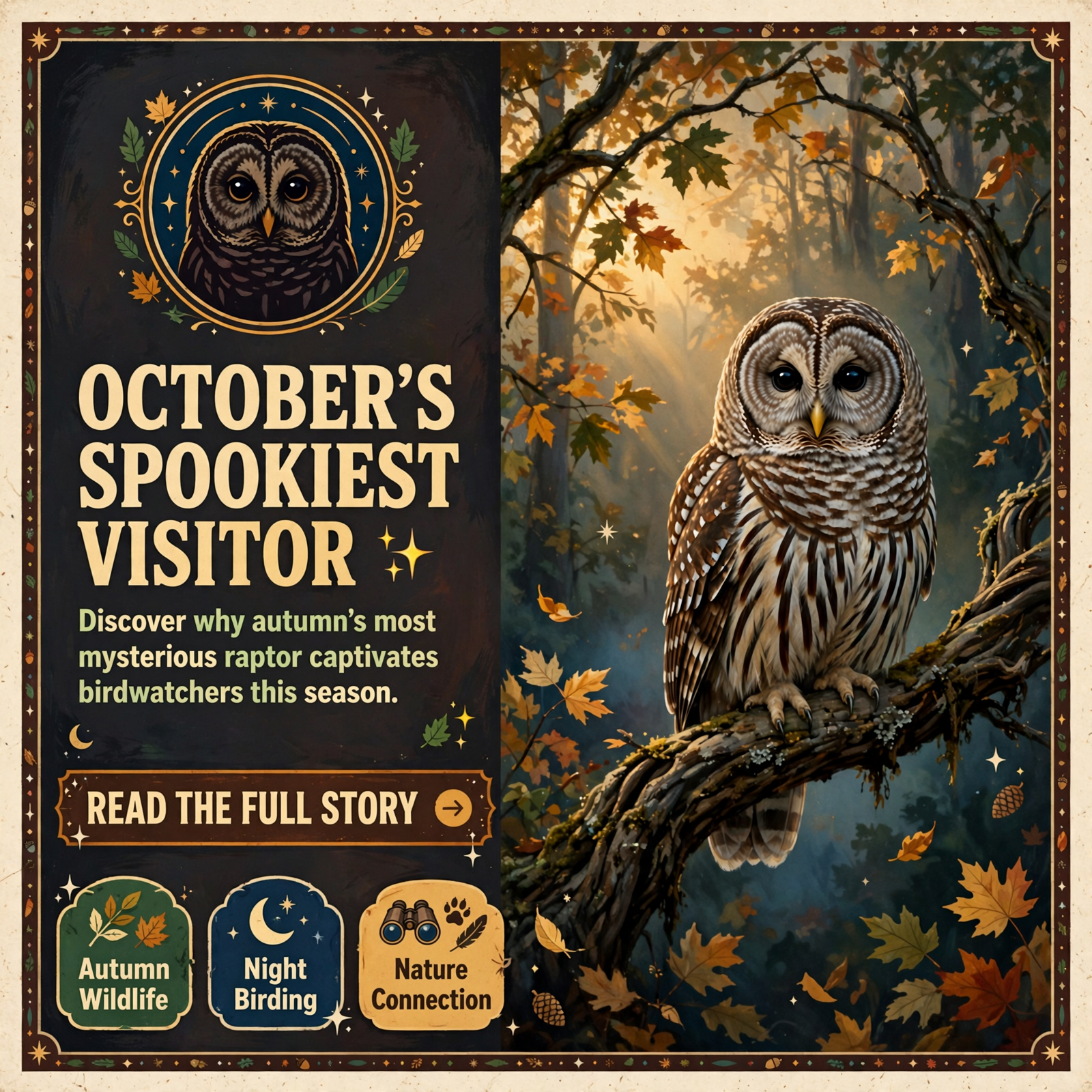 Featured image for "🦉 October's Spookiest Visitor: Why the Barred Owl Captures Fall Birdwatching Season"
