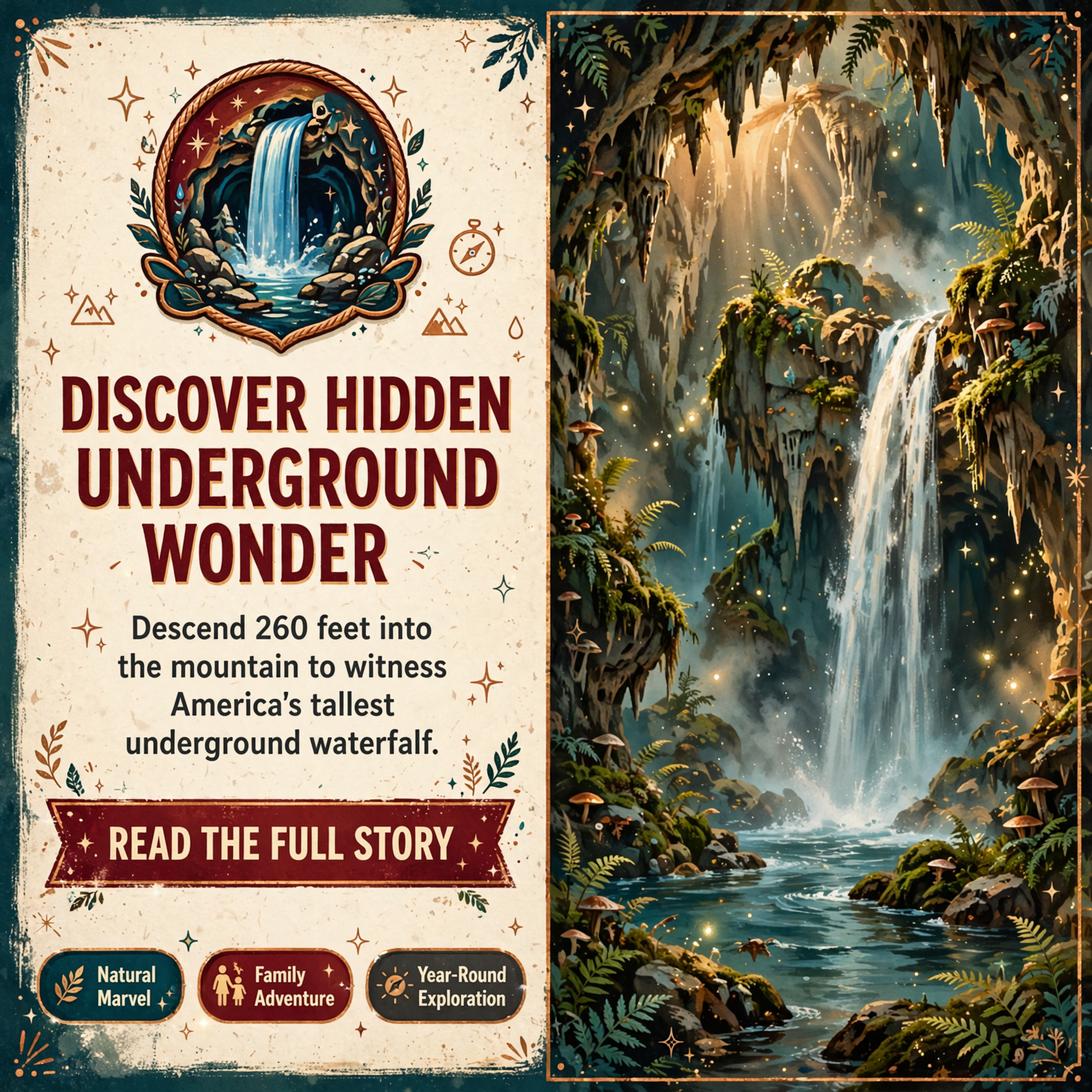 Featured image for "🏔️ Explore 260 Feet Underground to Ruby Falls in Chattanooga"