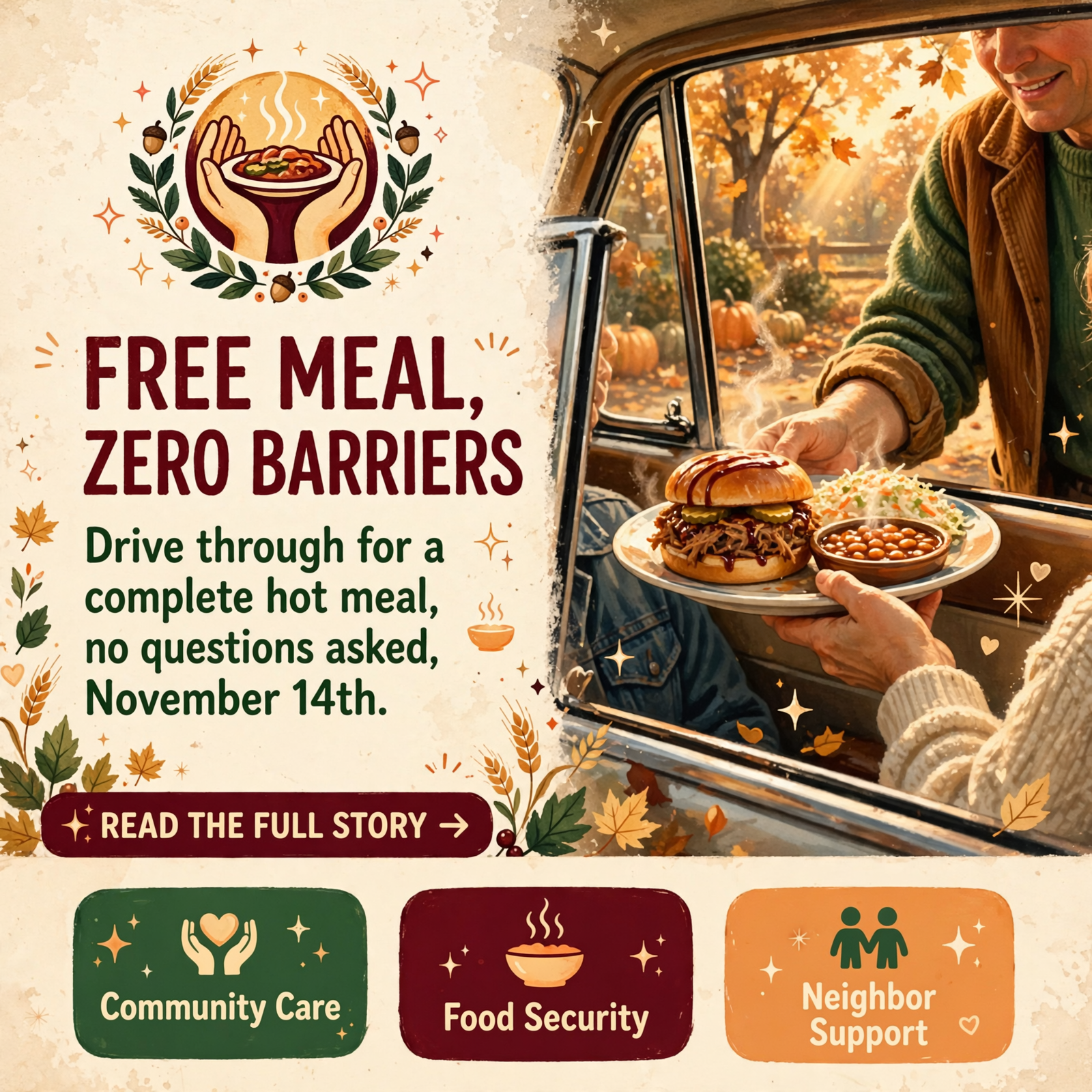 Free Drive-Thru Community Meal in Dunlap – November 14th 🍽️ — Featured Image Featured image for "Free Drive-Thru Community Meal in Dunlap - November 14th 🍽️"