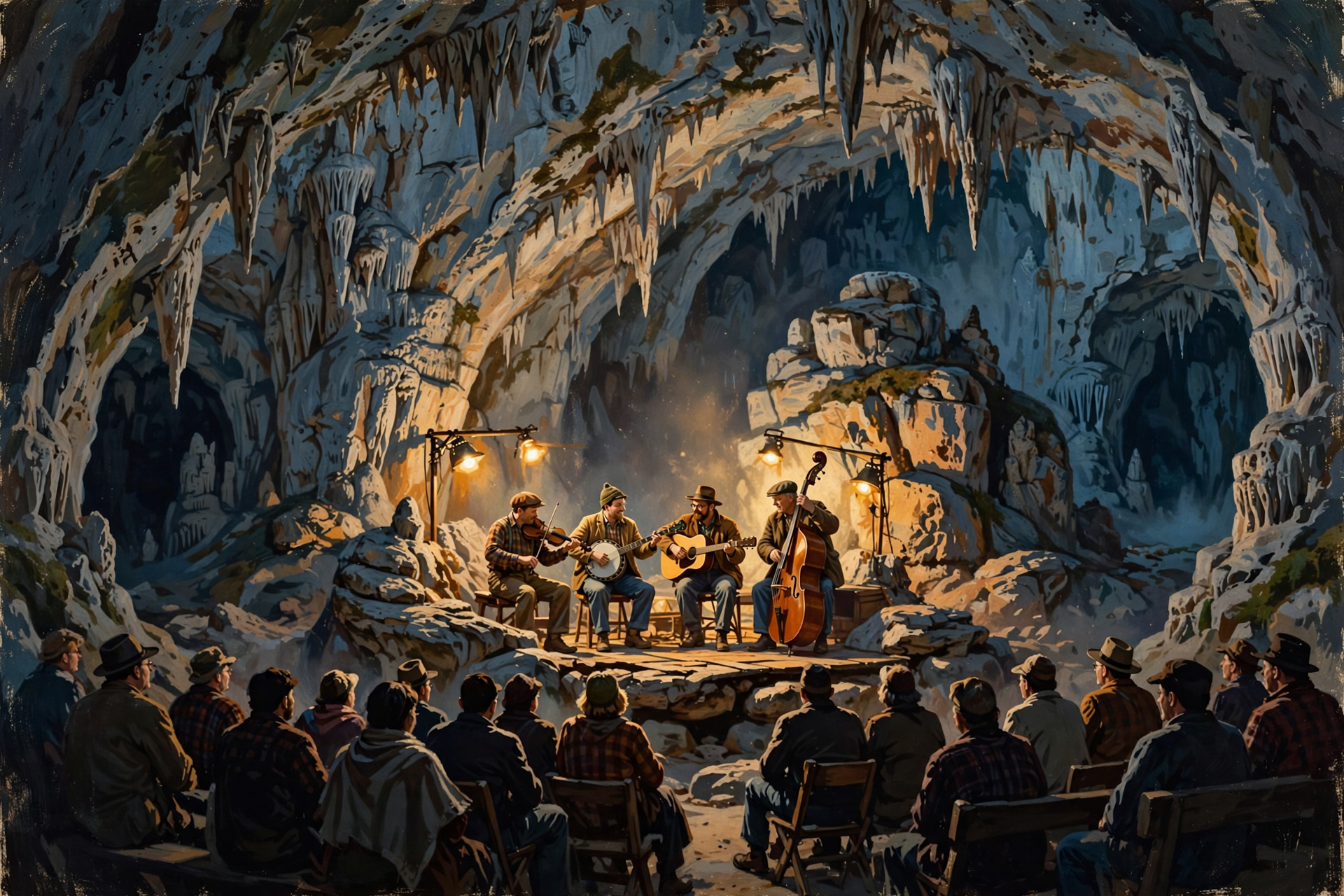 Illustration for 🎻 Hear The SteelDrivers Play Bluegrass Deep Inside a Cave at The Caverns