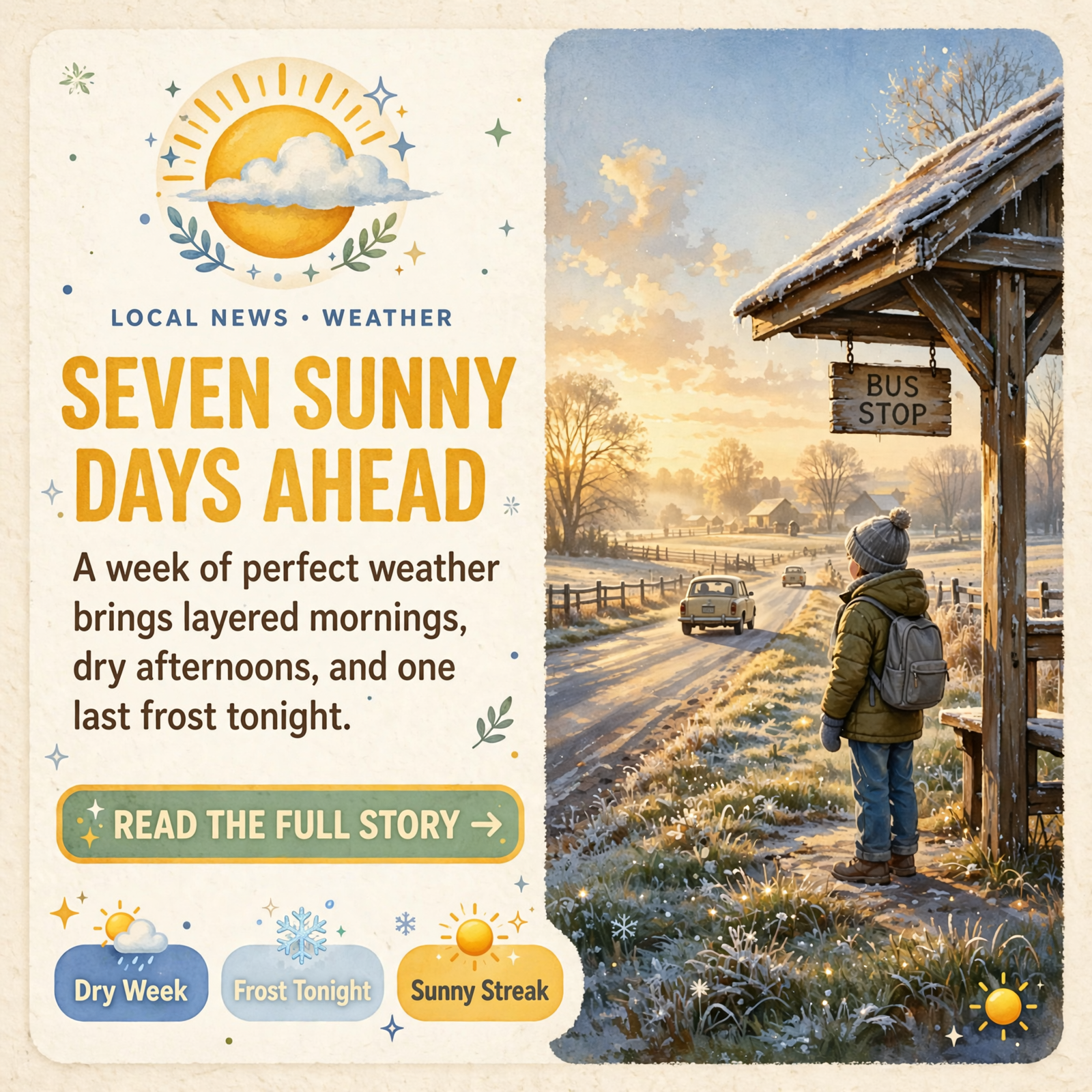 Featured image for "☀️ Seven Sunny Days and Not a Drop of Rain: What Dunlap's Dry Week Means for Bus Stops, Ponds and Burn Piles"