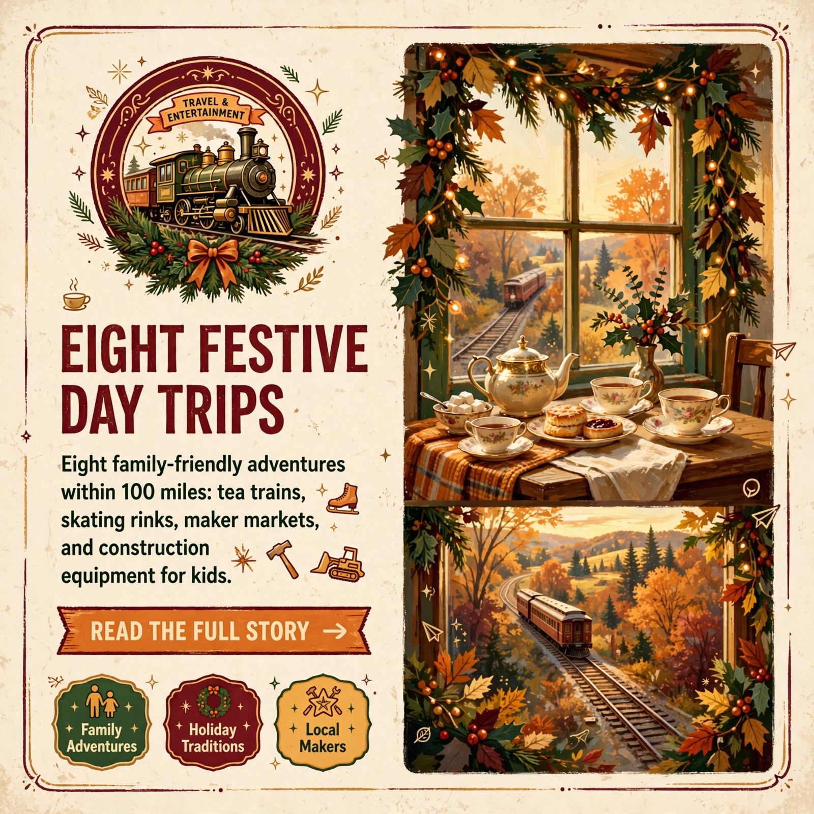 Featured image for "🧭 Hundred-Mile Happenings: Christmas Tea in a Railroad Depot, Real Construction Machines for Kids, No-Ice Skating in Fort Oglethorpe and a…