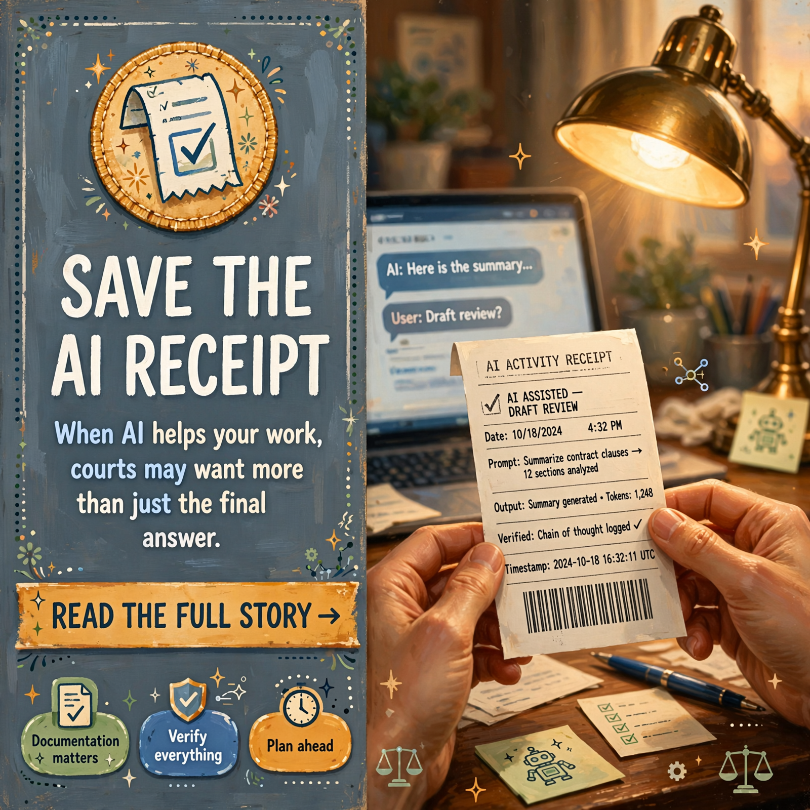 Featured image for "🧾 Keep the Receipts: The Government Says Save the AI Evidence, a Lawyer Says Save the Prompts, and Nobody Has Checked Legal AI's Math…
