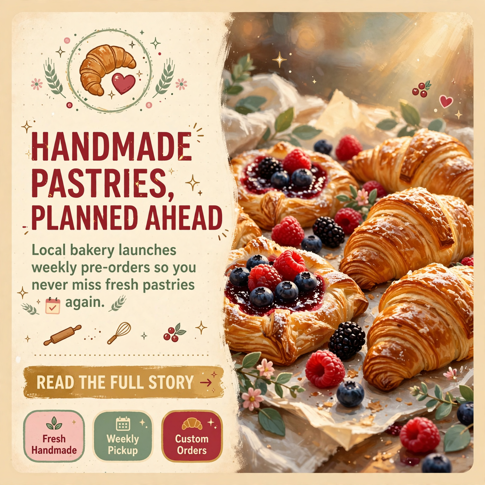 Featured image for "🥐 Crumbs and Kisses Launches Weekly Pre-Order Pastry Service in Whitwell and Dunlap"