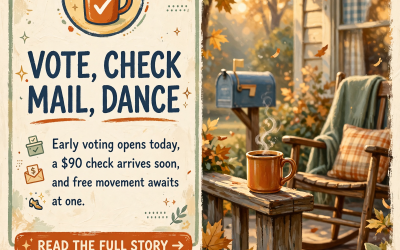 ☕ Front Porch Morning: Early Voting Is Back, a $90 Check to Watch For, and Free Chair Dancing at 1