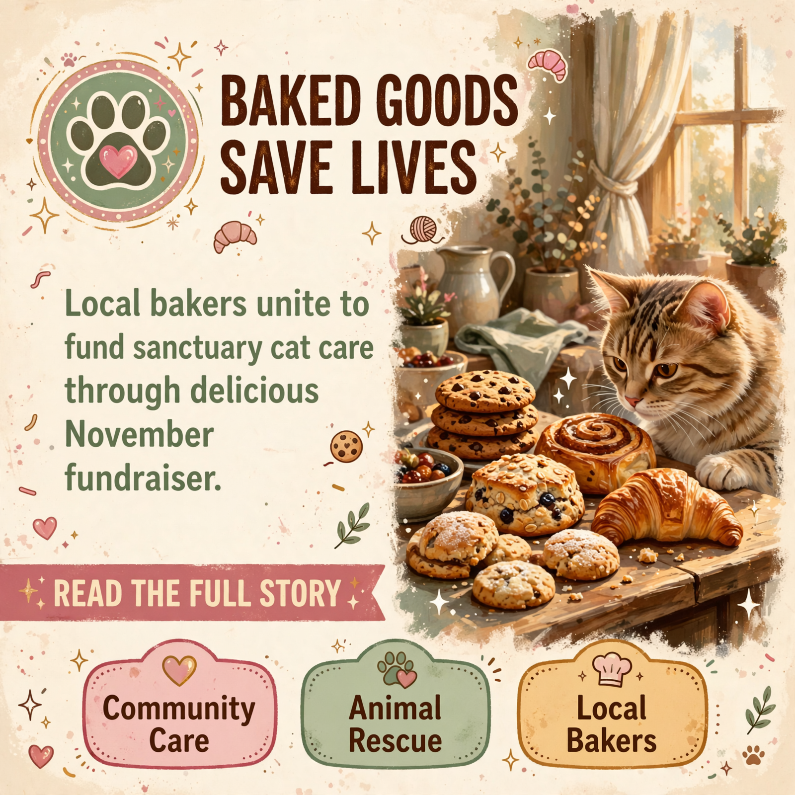 Featured image for "Hearts & Whiskers Charity Bake Sale & Fundraiser Coming to Sequatchie Valley 🐱🧁"