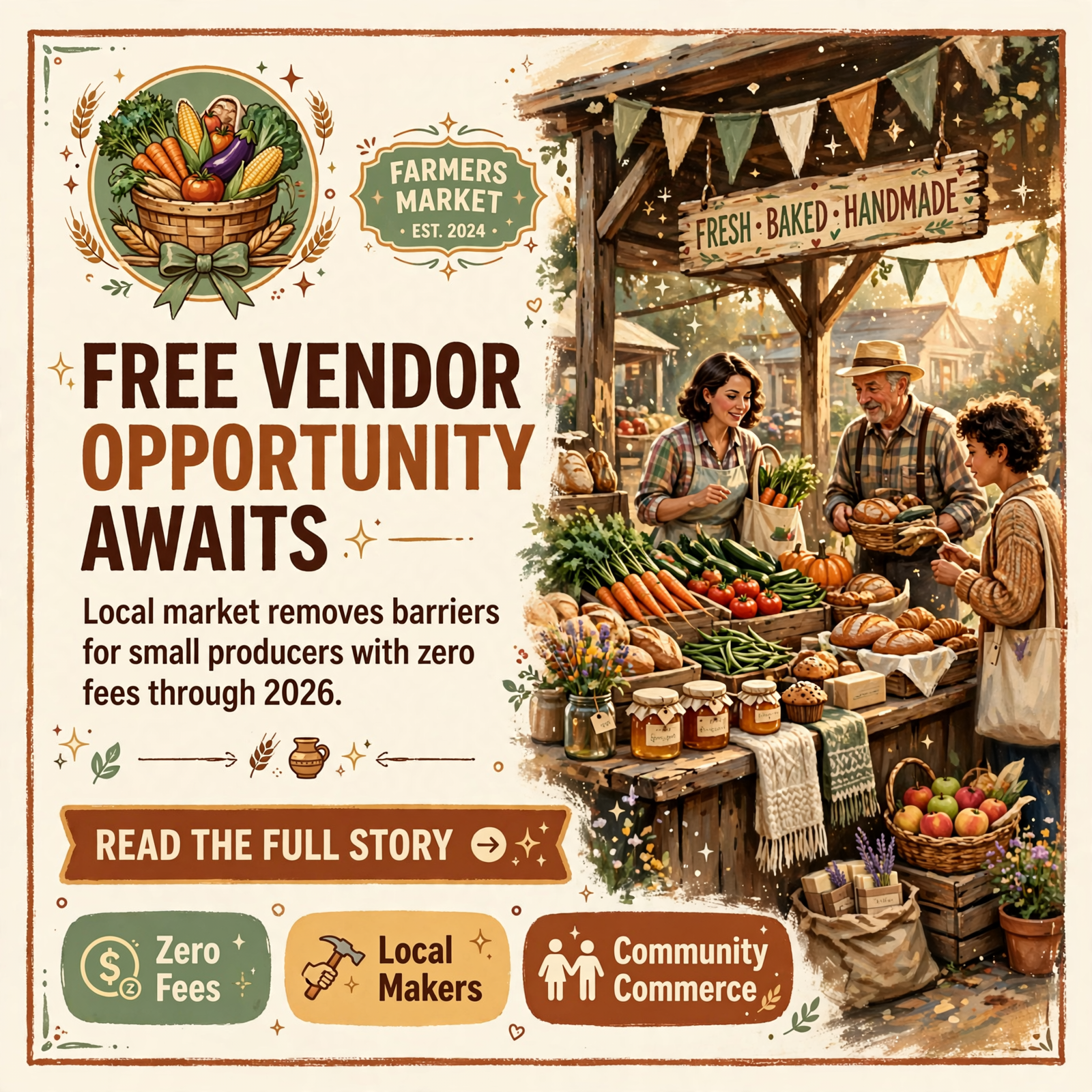 Featured image for "🌾 Lewis Chapel Community Farmers & Crafters Market Switches to Tuesdays, Waives Vendor Fees Through 2026"