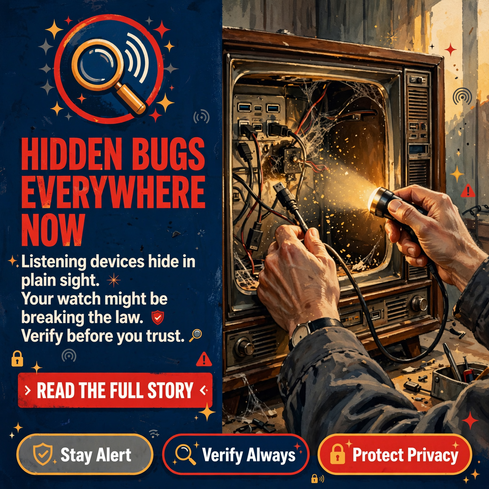 Featured image for "🔌 A Bug Behind the TV, a Watch That Listens, and Glasses That Read the Cards"
