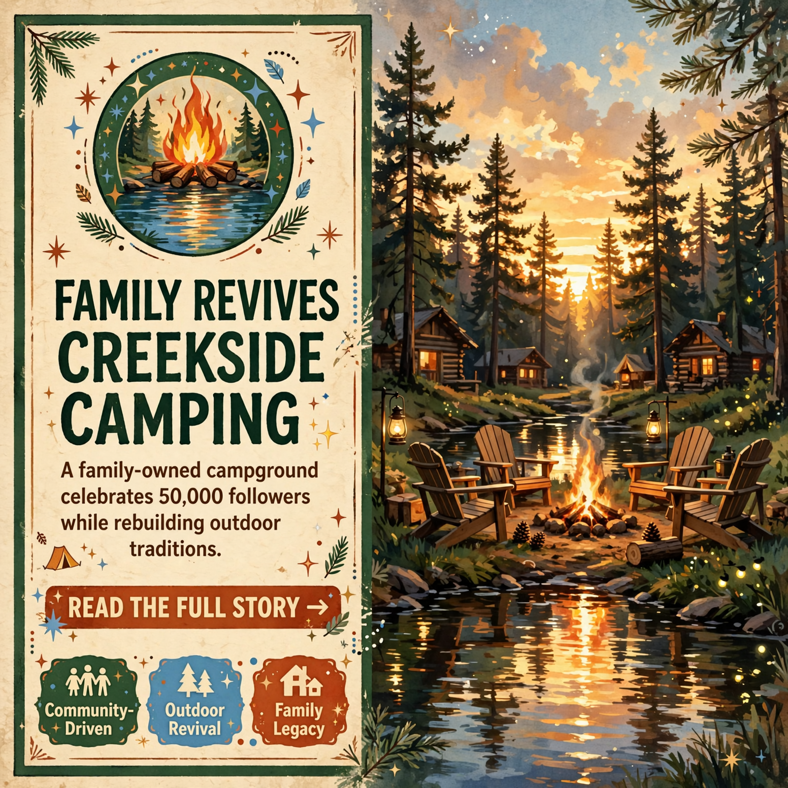Featured image for "🏕️ Stillwaters Creek Campground + Cabins Hits 50,000 Followers - A Family's Journey to Revive Creekside Camping"