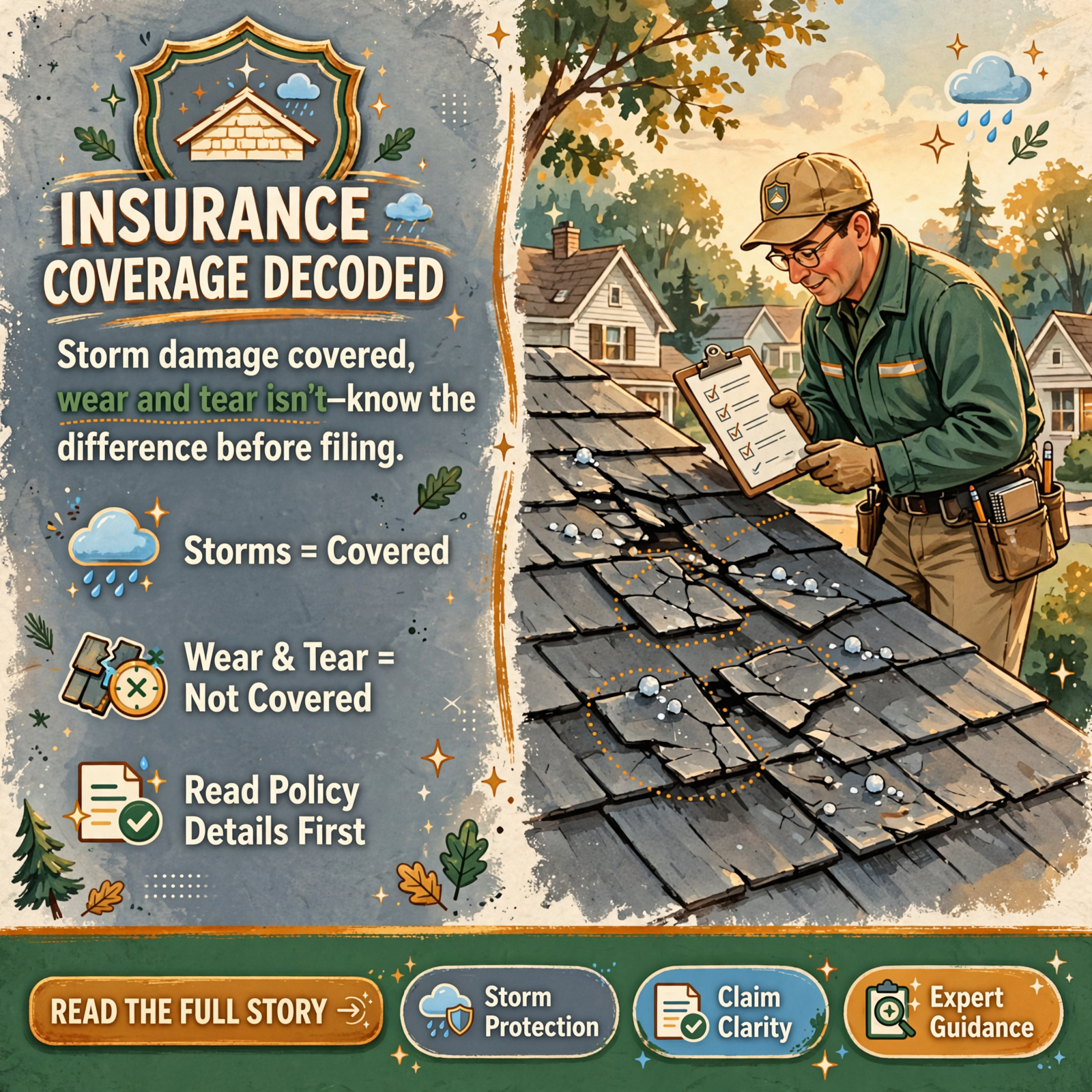 Featured image for "🏠 What Your Homeowner's Insurance Actually Covers on Your Roof - And What It Doesn't"
