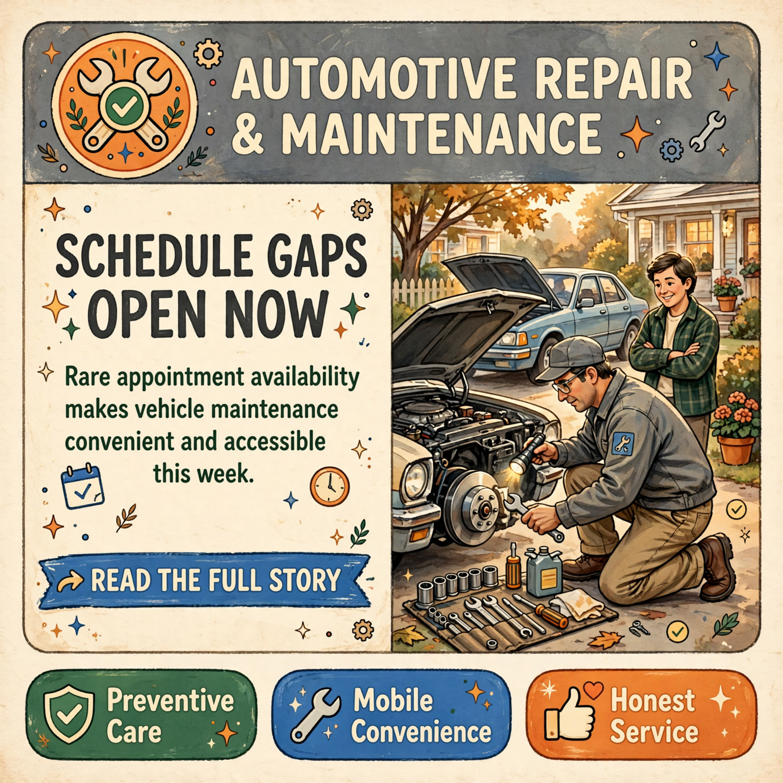 Featured image for "🔧 Mobile Mechanic in Crossville Opens Schedule for Vehicle Maintenance and Repairs"