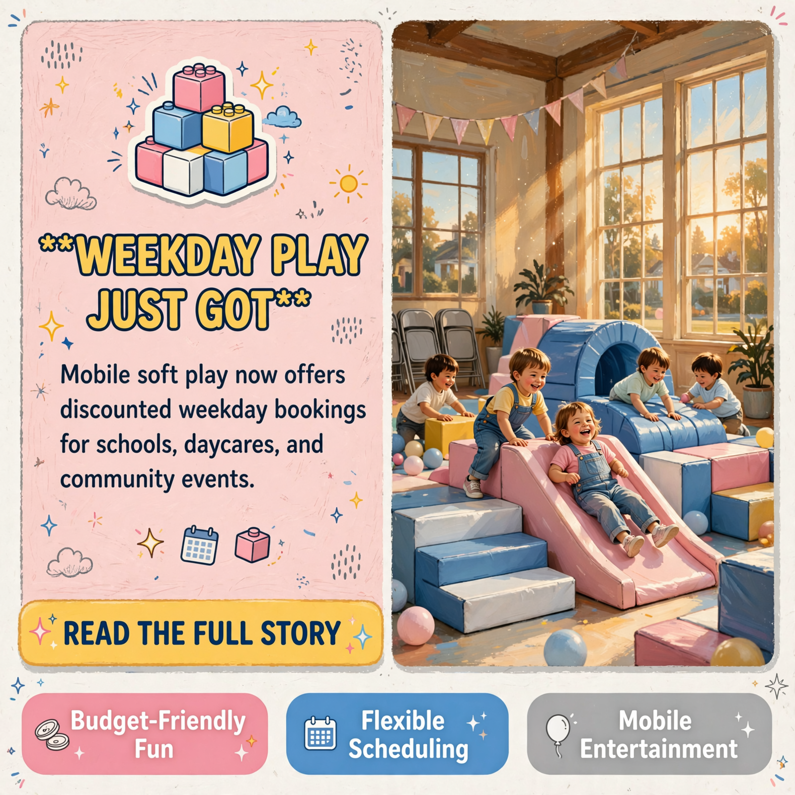 Featured image for "🎨 3 Little M's Mobile Soft Play Offers Weekday Discounts in Dunlap"